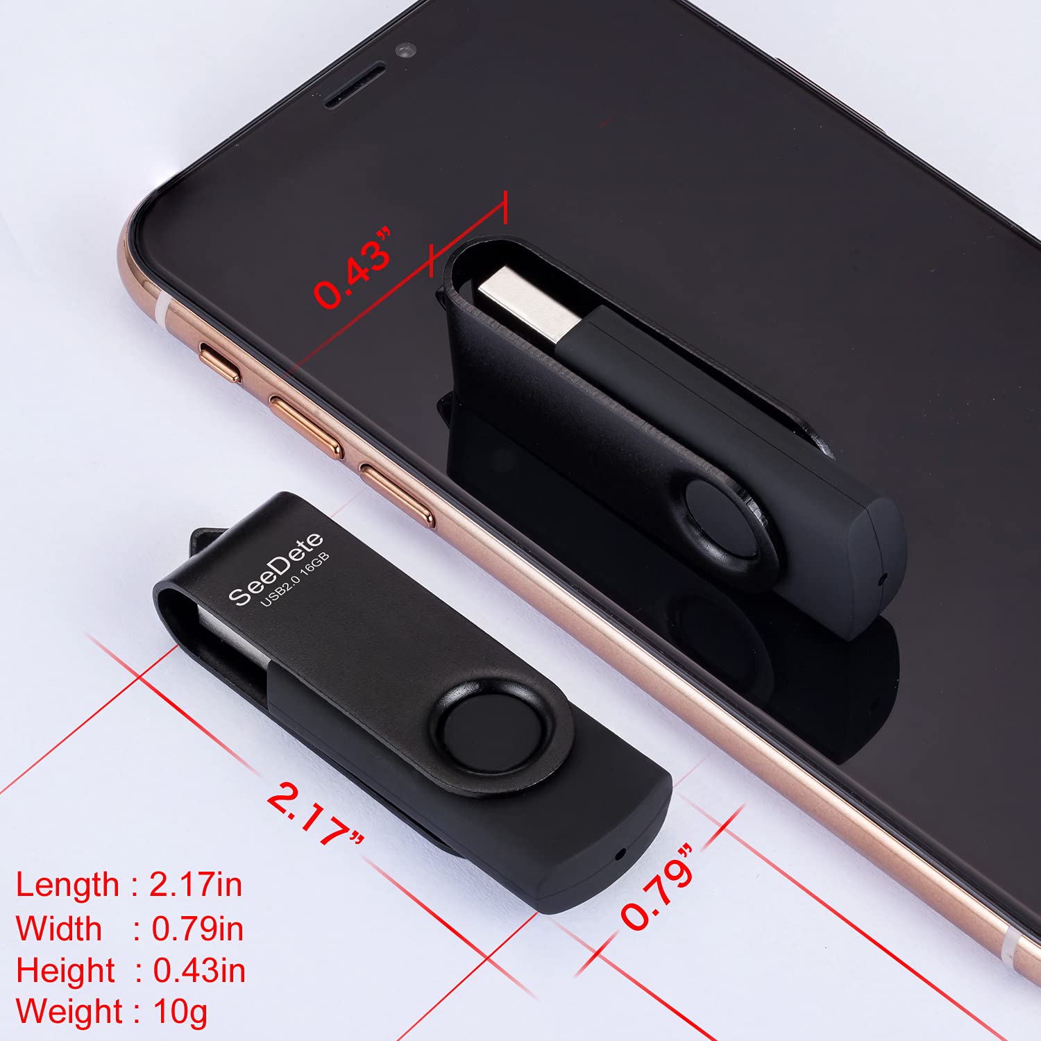 Seedete 16Gb Usb Flash Drives, Usb Stick, Thumb Drive Rotated Design, Memory Stick With Led Light For External Storage And Backu