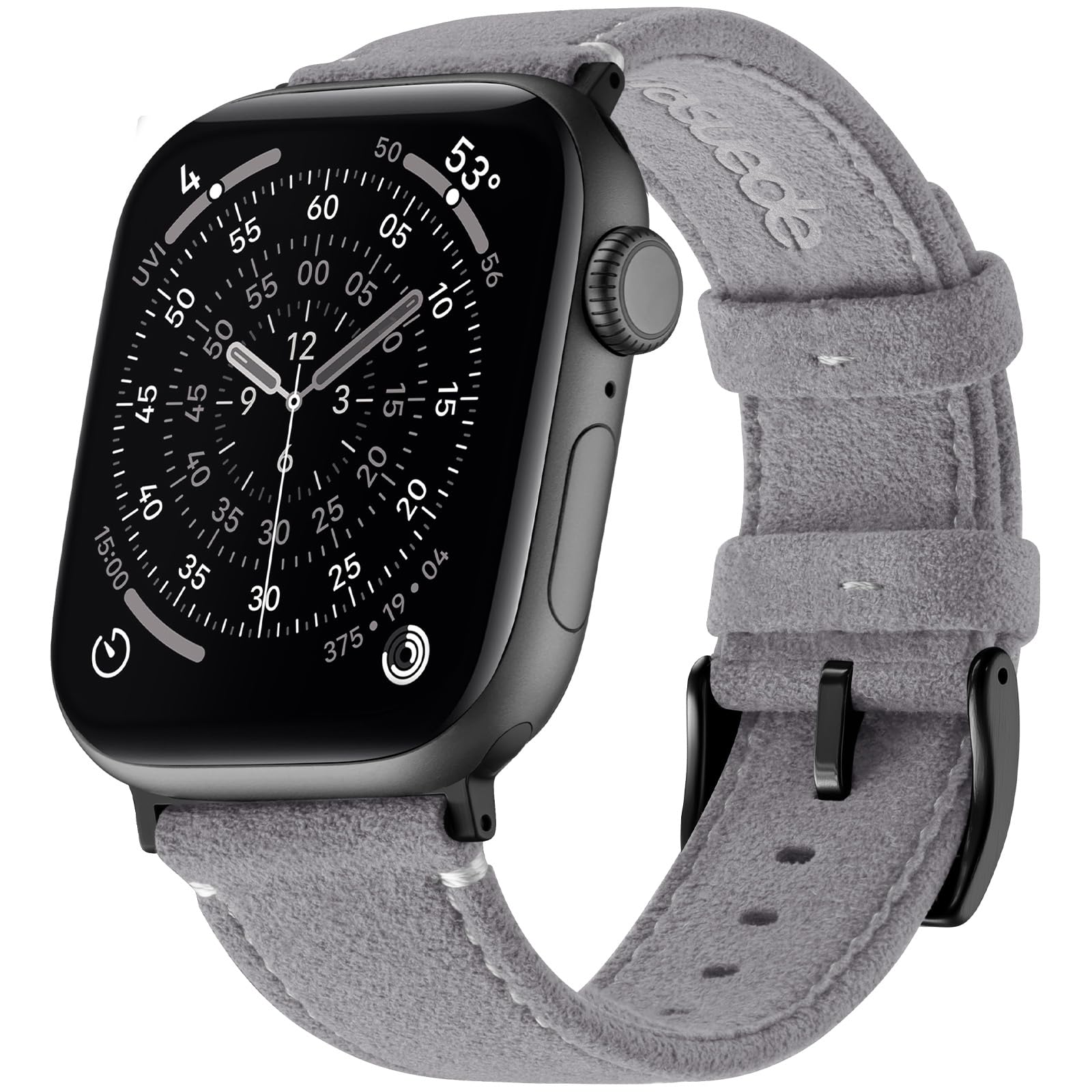 Bandletic Suede Leather Band Compatible with Apple Watch Bands for Men 46mm 45mm 44mm 49mm Women, Soft Breathable Replacement St