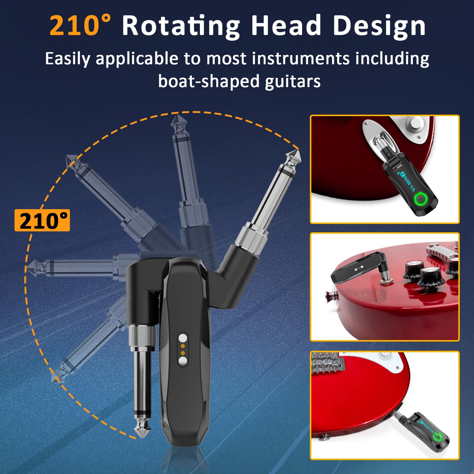 2.4Ghz Wireless Guitar System With Charging Case, Rechargeable Wireless Guitar Transmitter Receiver With 4 Channels For Electric