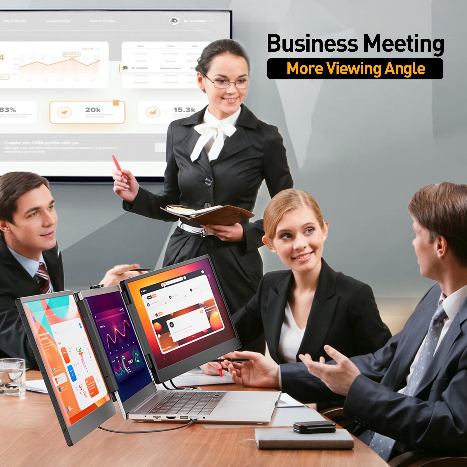 Kefeya Laptop Screen Extender, 14.2'' Portable Triple Monitor For Laptop With Full Hd Ips Display, Laptop Extended Monitor Compa