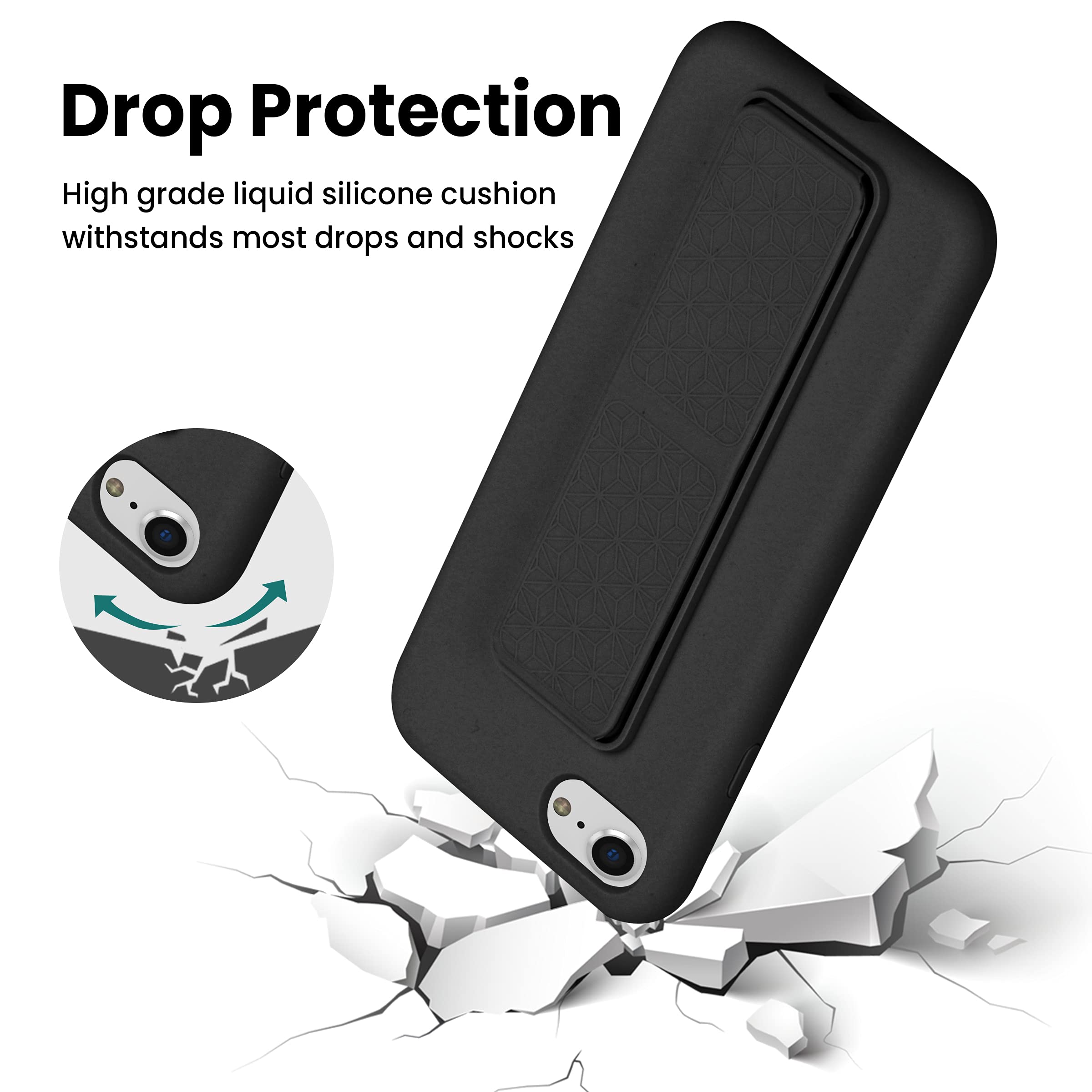 Laudtec Soft Silicone Kickstand Case Compatible With Iphone Se 2022/2020 Case,For Iphone 8 Case,For Iphone 7 Case Stand Hand Str