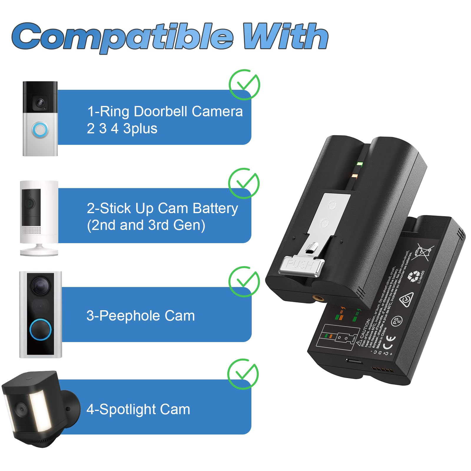 Dangchu 2Pack Replacement For Ring Doorbell Battery, 6040Mah Rechargeable Ring Camera Battery With Charger Station, Compatible W