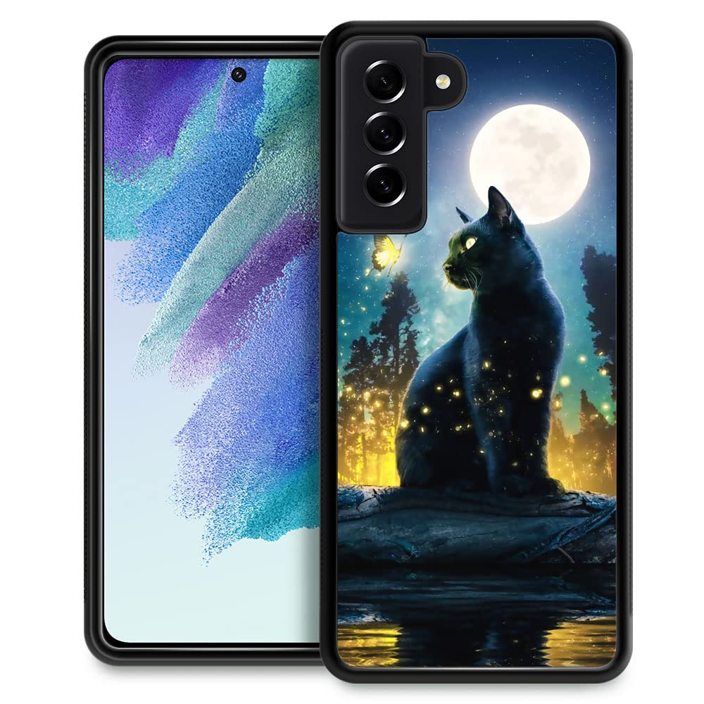 Zhegailian Compatible With Samsung Galaxy S23 Case,Luminous Butterfly Cat Samsung Galaxy S23 Cases For Girls,Non Slip Soft Tpu B