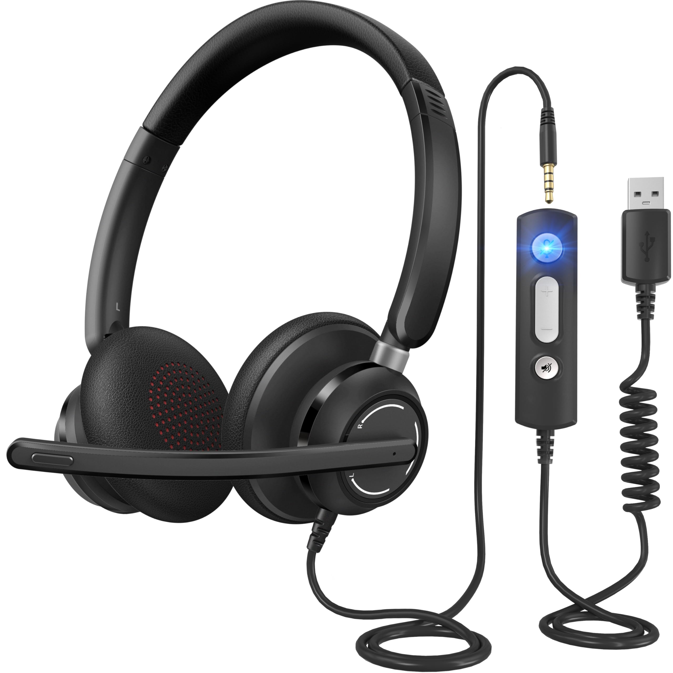 JabNecter Wired Headphones with Microphone for PC, OnEar Computer Laptop
