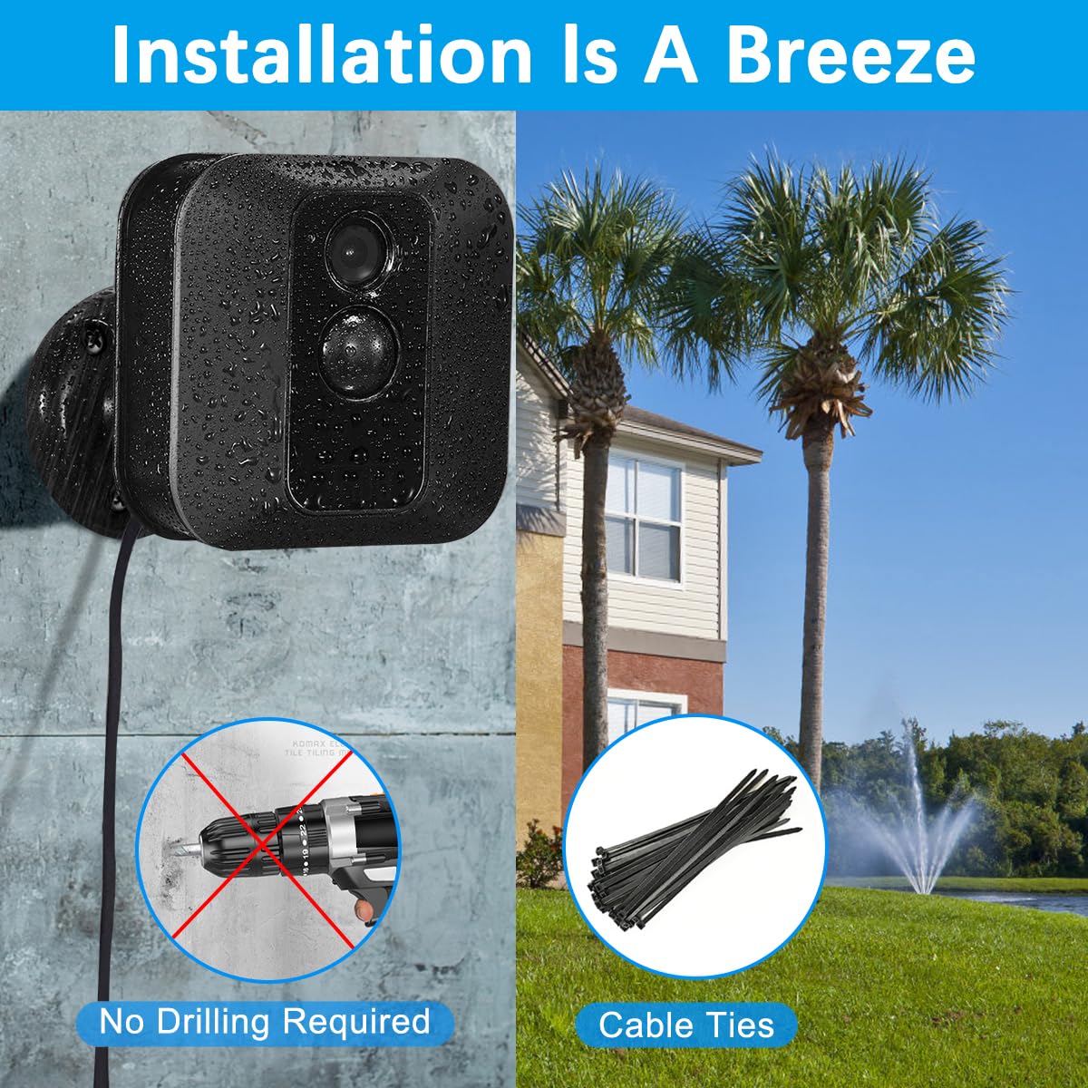 Basesailor 30Ft Blink Outdoor/Indoor 3Rd Gen Micro Usb Cable With Charger Adapter,Charger Brick And 90 Degree Right Angled Micro