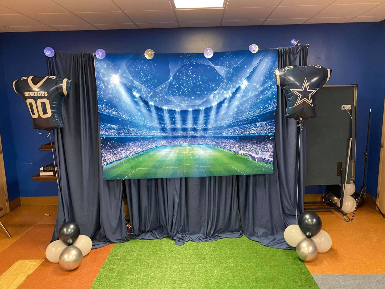 Soccer Field Backdrop Stadium Soccer Competition Fans Night Spotlight Background Adults Man Boy Birthday Party Football Match Wa