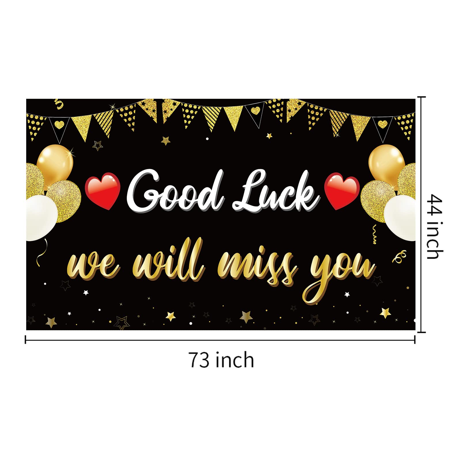 Pimvimcim Going Away Party Decorations We Will Miss You Good Luck Banner, Black Gold Farewell Backdrop Party Supplies, Goodbye C