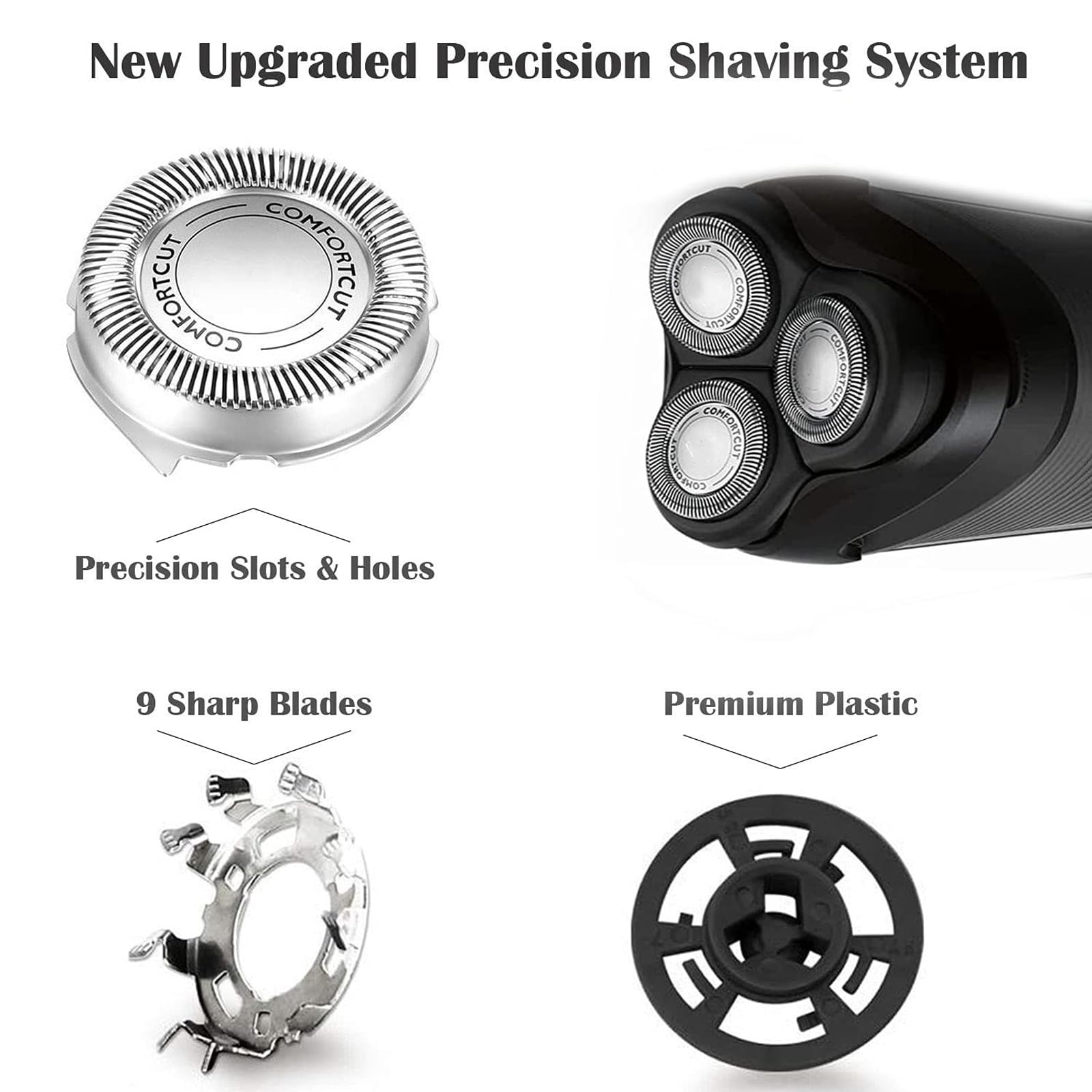 Hq8 Replacement Heads Fit For Philips Electric Shavers, Oem Hq8 Heads Upgraded Razor Replacement Blades Compatible With Norelco