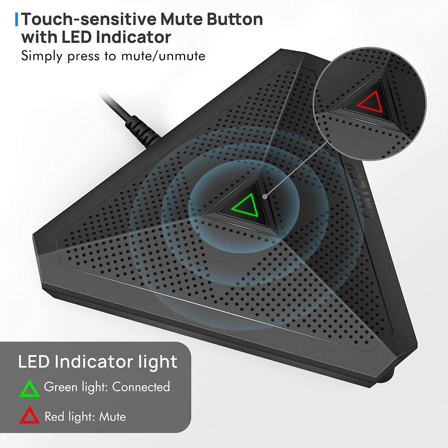 Cmteck Conference Usb Microphone, Mute Button, Omnidirectional Condenser Boundary Mic For Recording, Streaming, Gaming, Skype (W