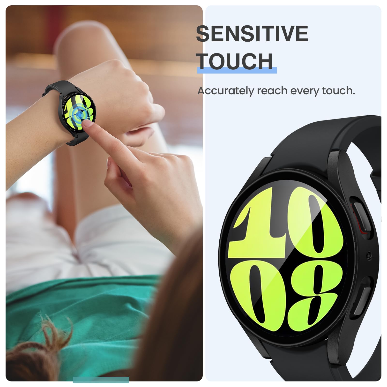 Tensea [2Pack] For Samsung Galaxy Watch 6 2023 Screen Protector Case 40Mm Accessories, Protective Face Cover For 40 Mm, Hard Bum