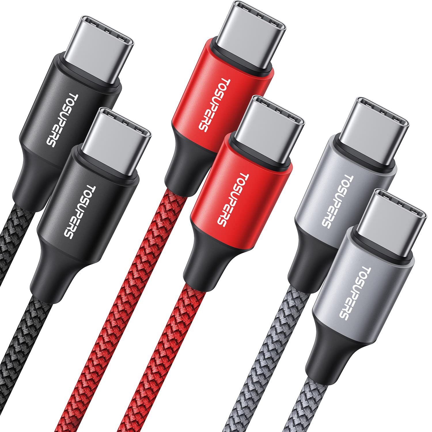 Usb C To Usb C Cable [3Ft, 3 Pack], Fast Charging 60W, Pd Type C Charger Cord Braided For Samsung Galaxy S23 S22 S21 S20 Fe Note 20 Ultra Plus A72 A73 5G, Pixel 7 6 Pro 6A 5 4 3 3A Xl & Usb C Charger