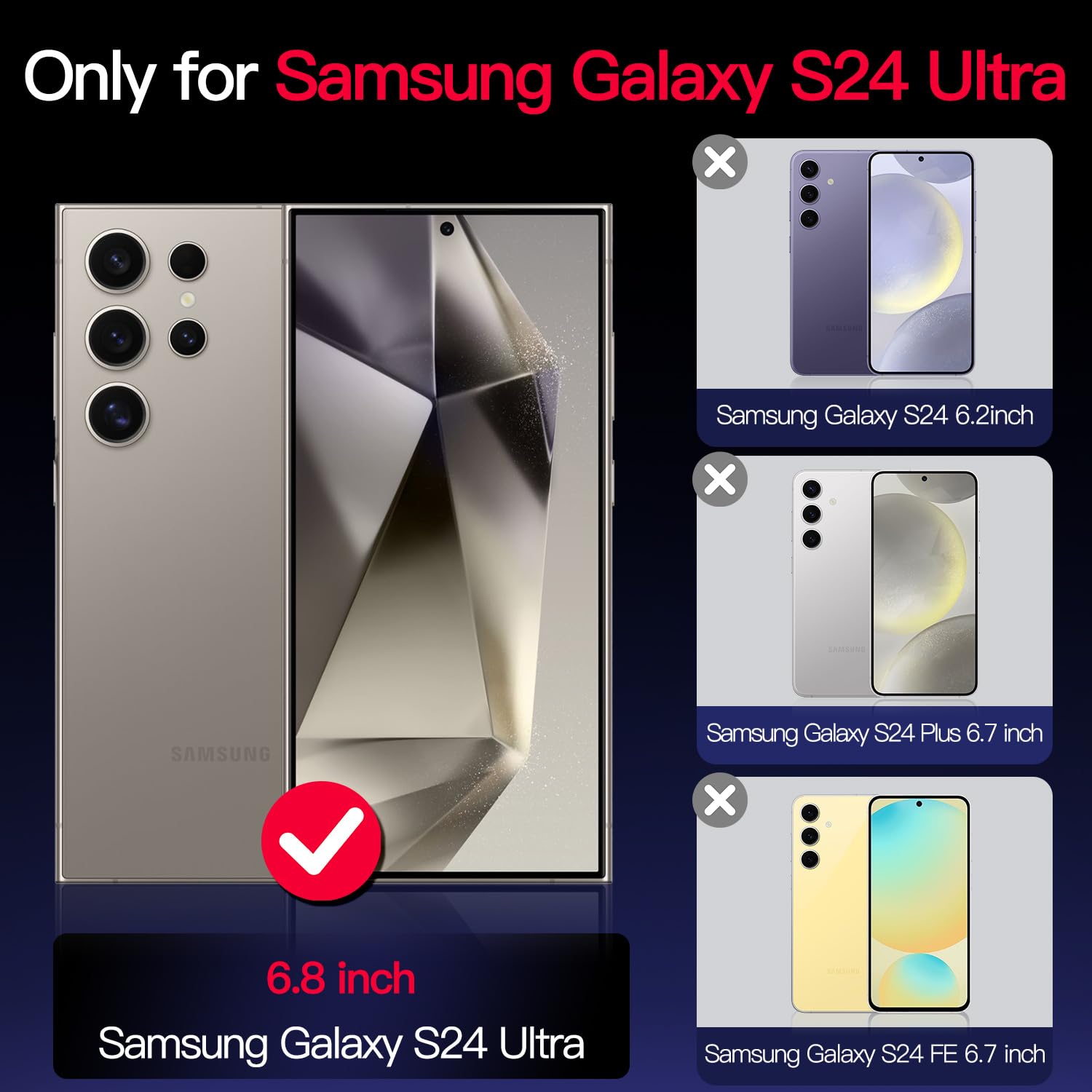 Hensione For Galaxy S24 Ultra Case,Compatible With Magsafe,Magnetic Glitter Case Built-In 9H Tempered Glass Screen Protector,Sho