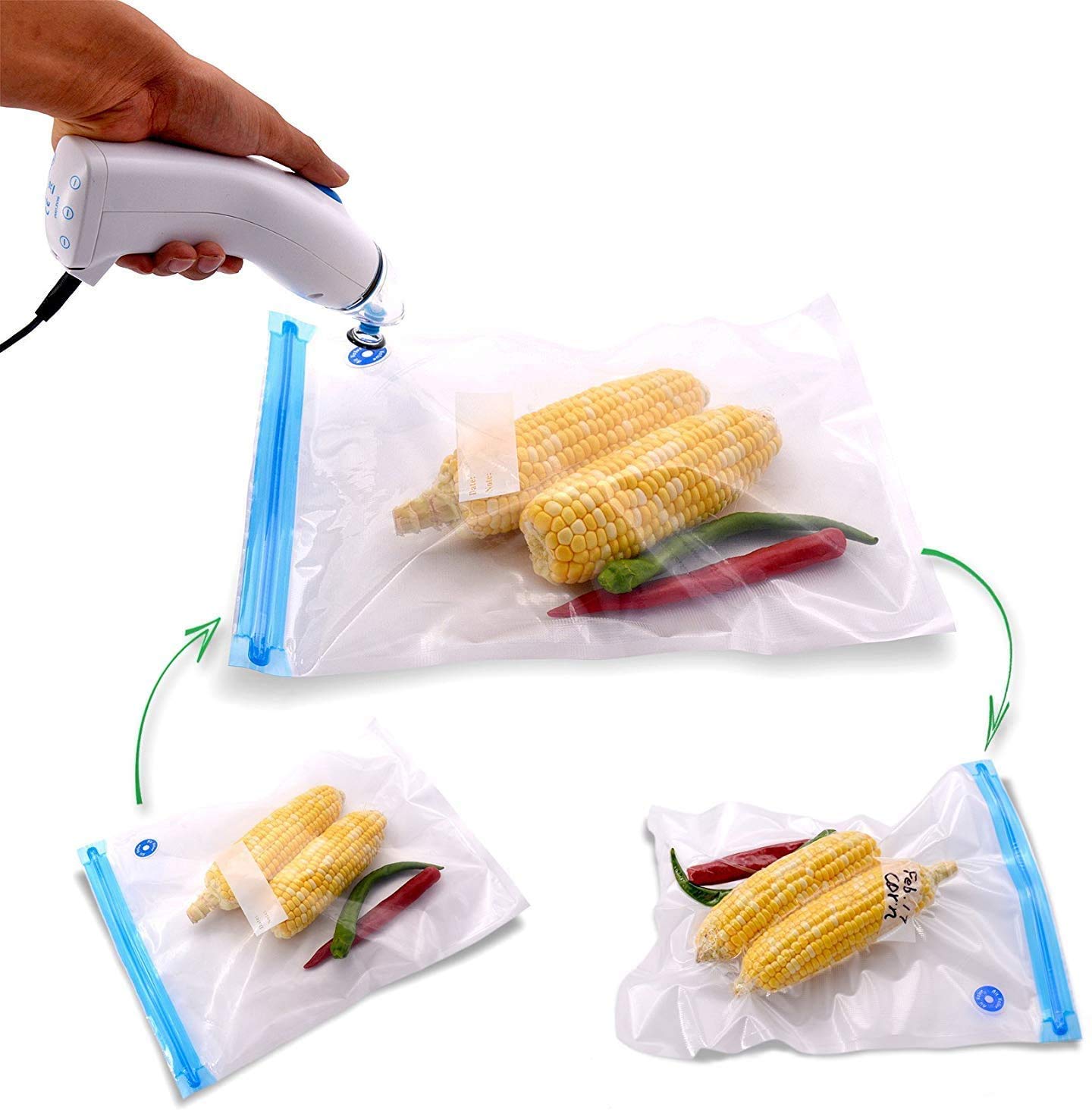Foyo Gallon Size Vacuum Zipper Bags, Vacuum Food Sealer Bags Food Storage Reusable Bags With Double Layer Zippers Designed, Bpa