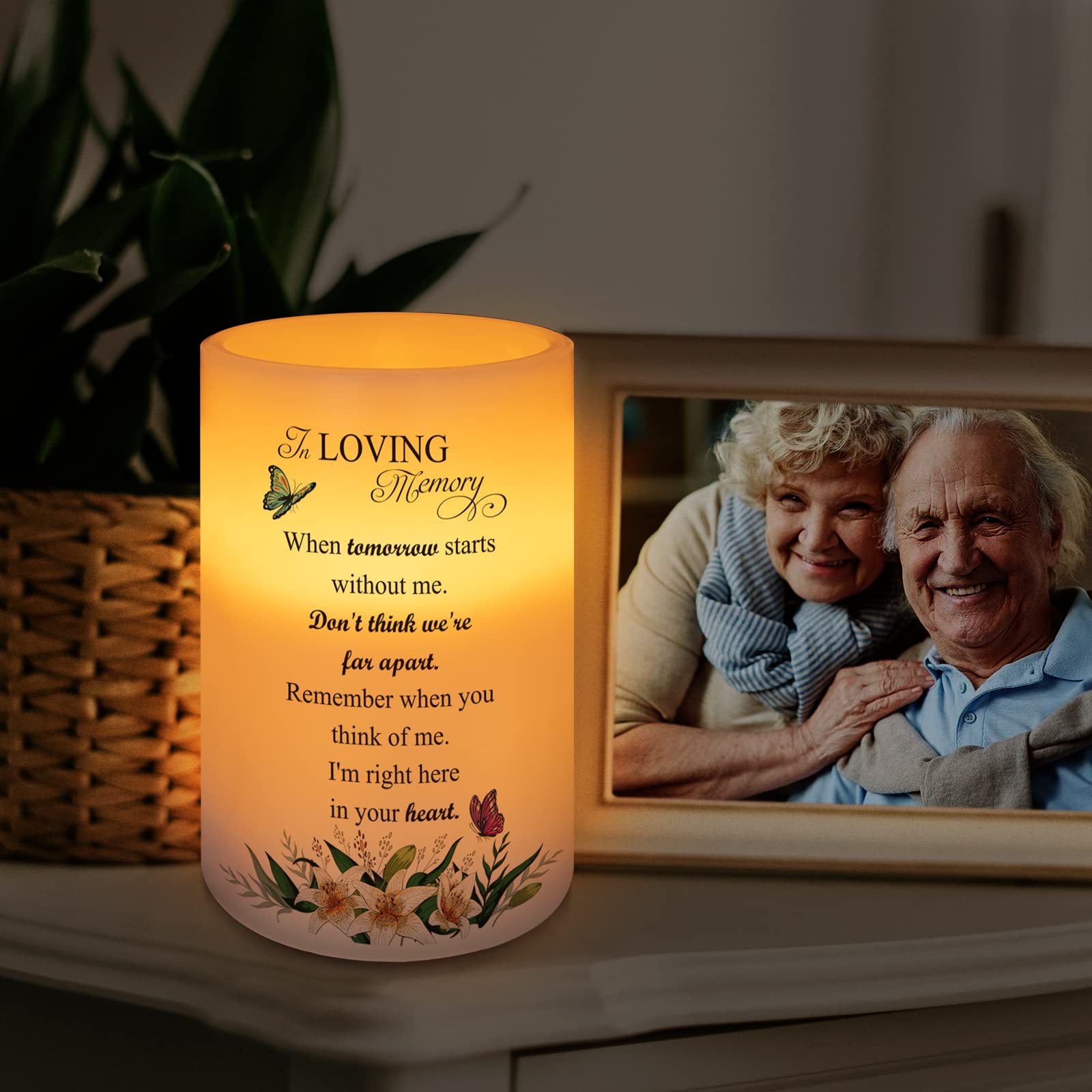 Hn Haiinaa Flameless Candle Real Wax Led Light With Timer Sympathy Gift For Loss Of Loved One Memorial Gifts For Loss Of Mother