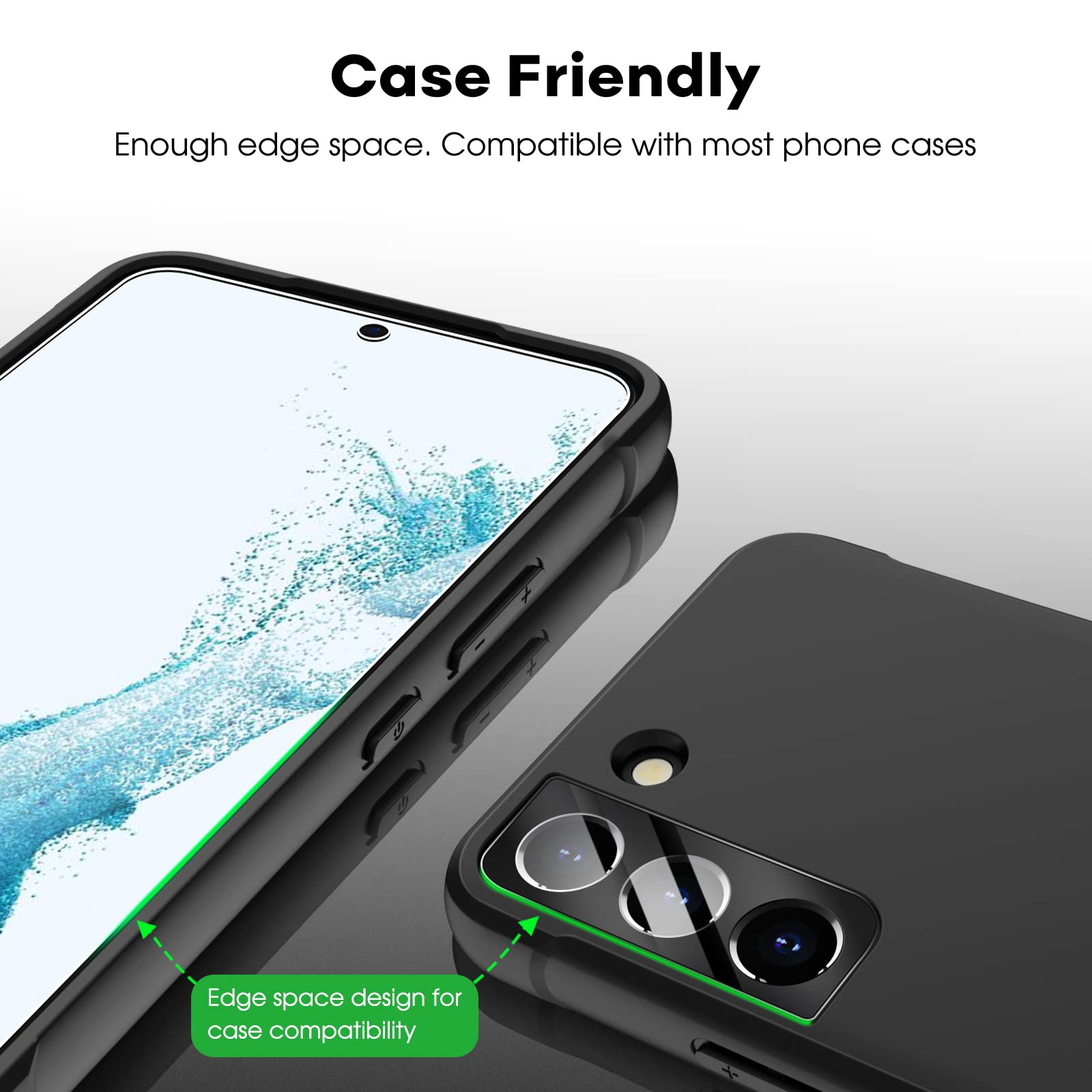 Jetech Screen Protector For Samsung Galaxy S22+/S22 Plus 5G With Camera Lens Protector, Easy Installation Tool, Tempered Glass F