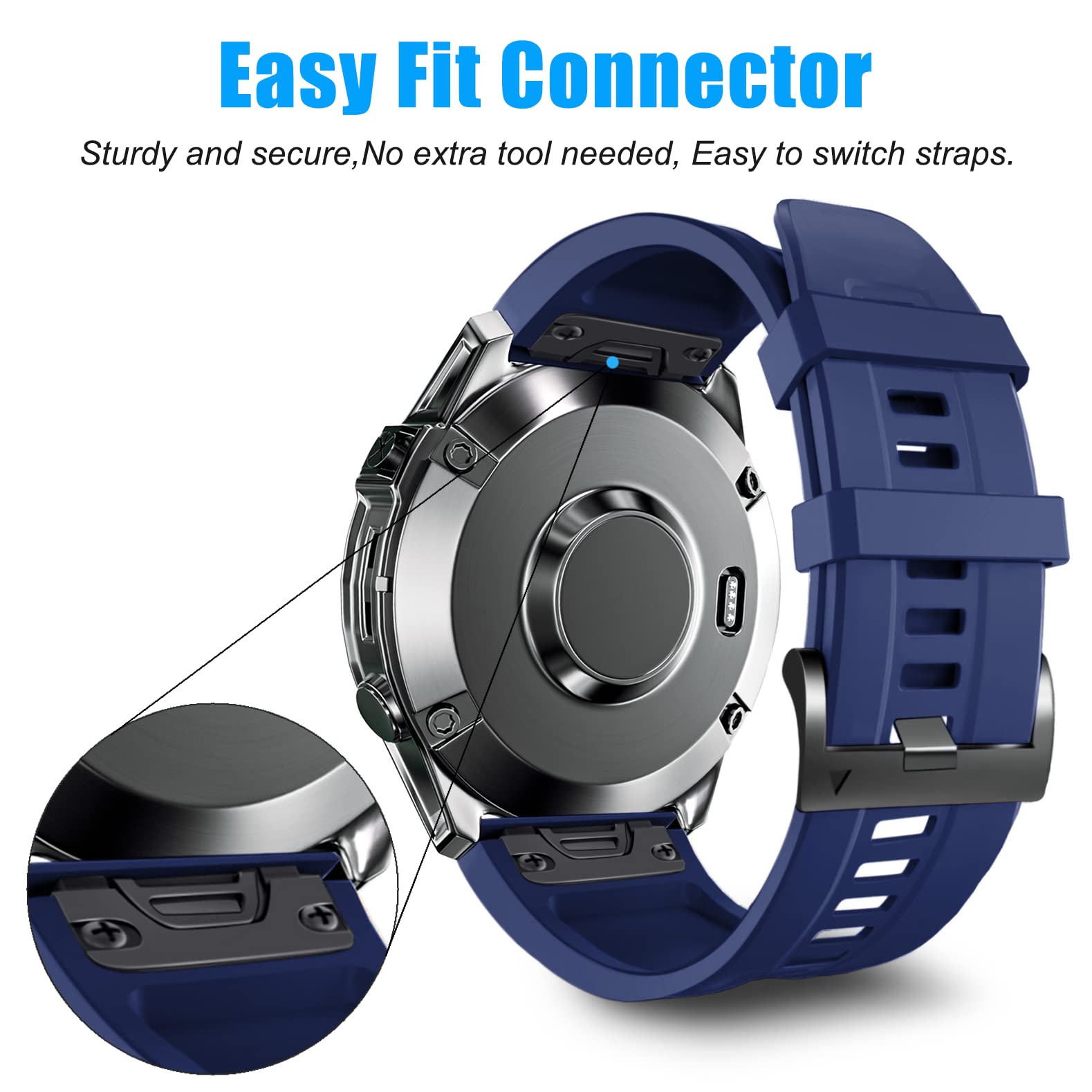 Zpjpplx Soft Silicone Sport Watch Band For Garmin Fenix 7 Pro/Fenix 7/Fenix 6 Pro/Fenix 6/Fenix 5 Plus/Fenix 5/Forerunner 965/95