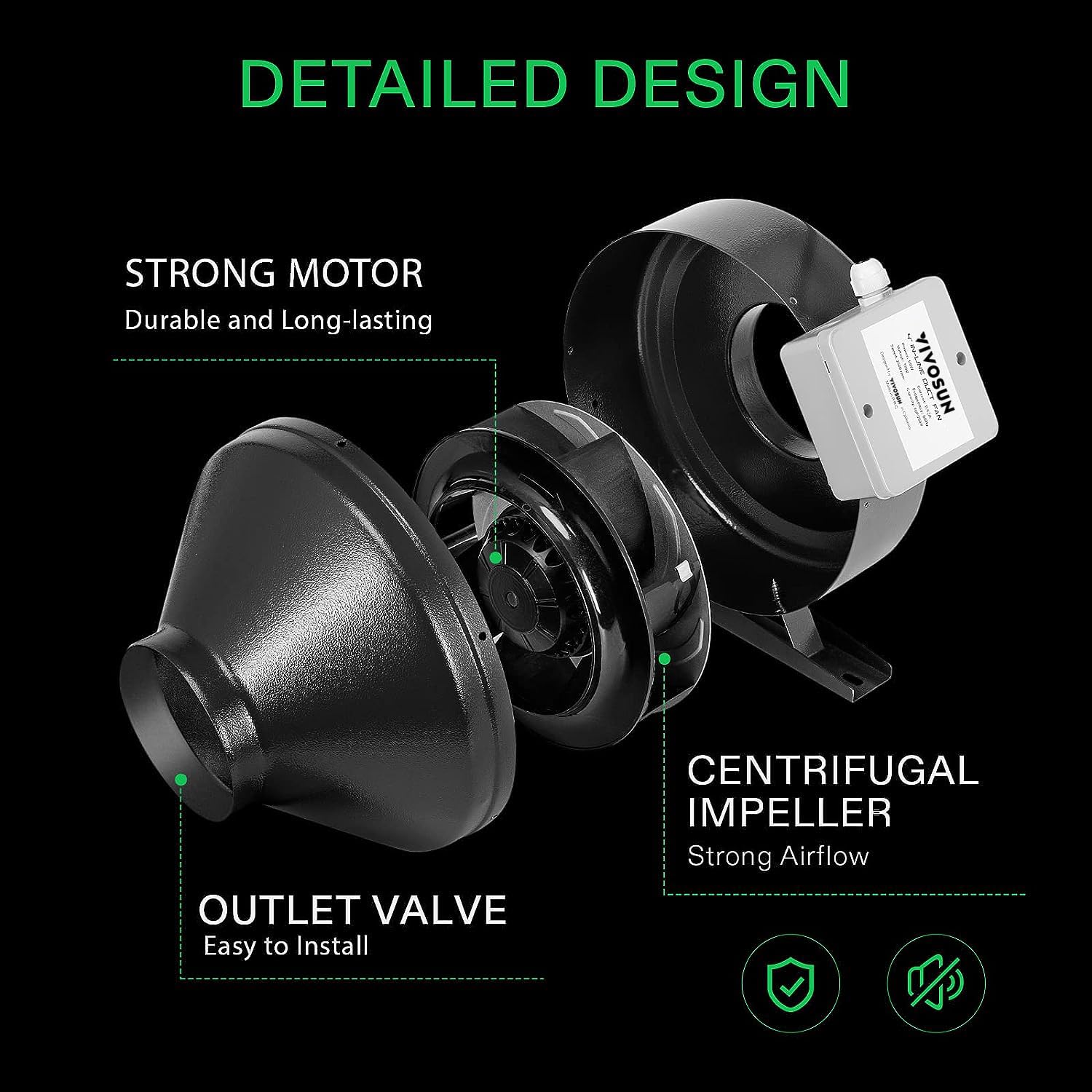 Vivosun Z6 6 Inch Inline Duct Fan, 440 Cfm Ventilation Fan With Variable Speed Controller For Grow Tent, Indoor Garden Ventilati