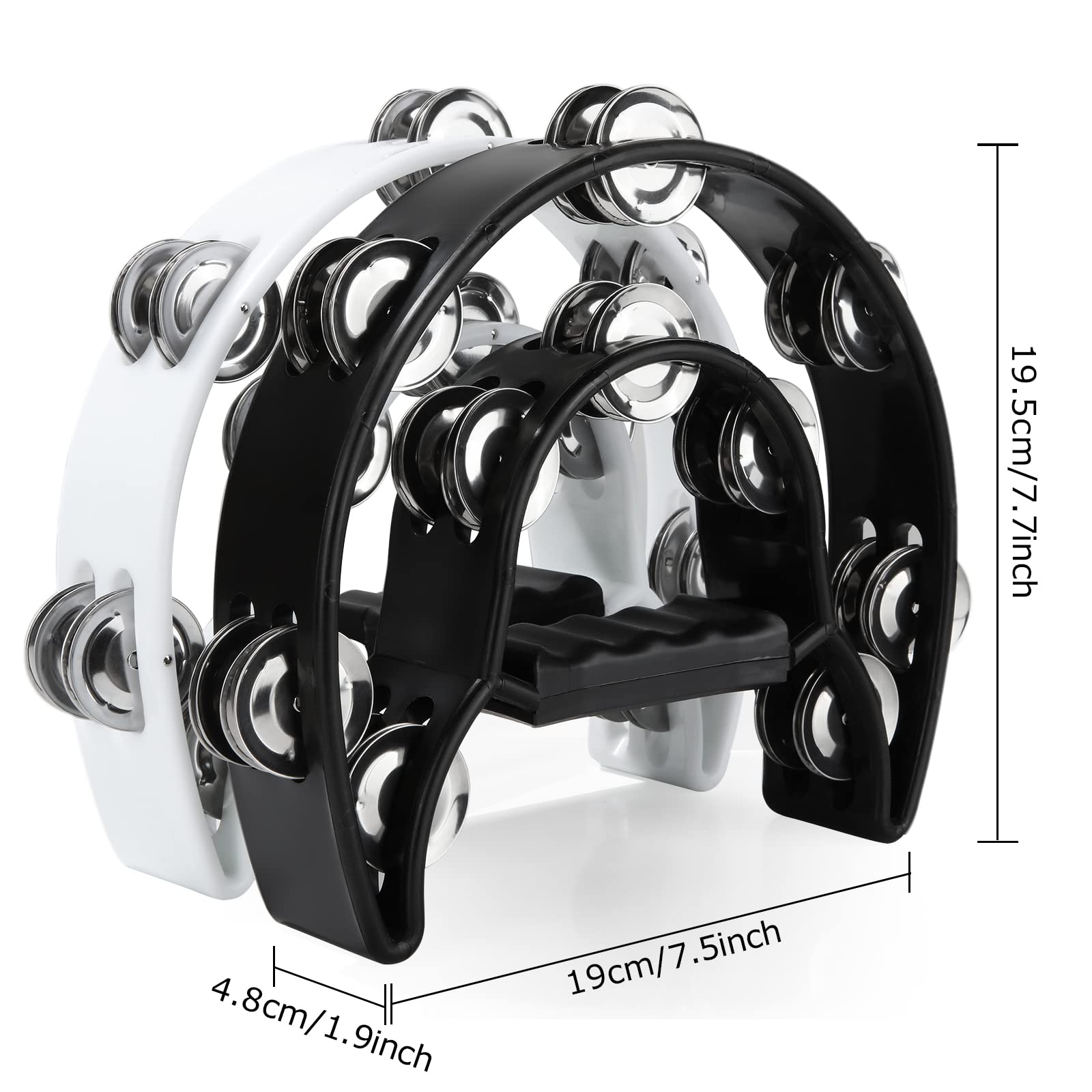 4 Pack Half Moon Handheld Tambourine Metal Jingles Tambourines For Adults   Double Row, Plastic Musical Percussion Tambourines M