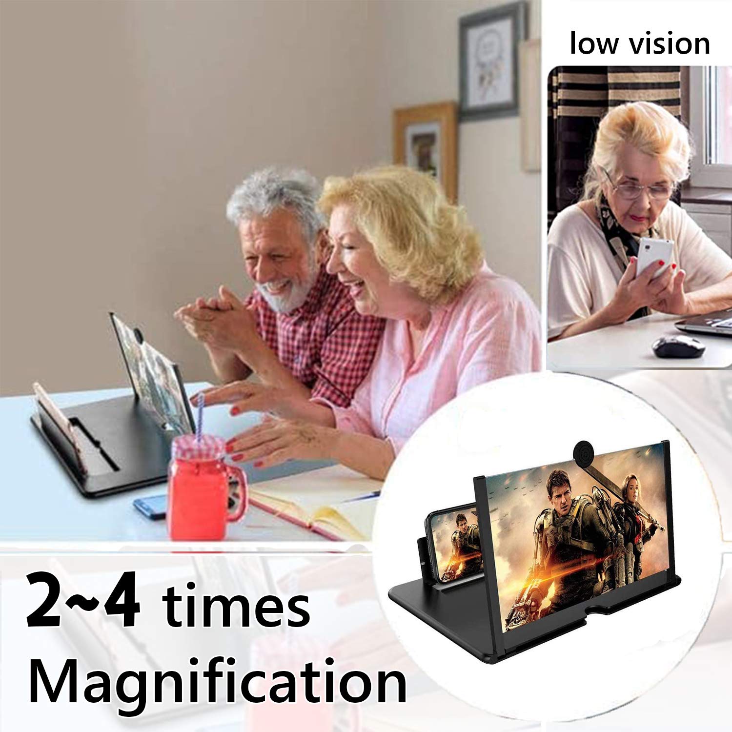 Smartphone Screen Magnifier Stand 14 Inch 3D Foldable Amplifier Stand Holder For Cell Phone Adjustable Angle For Families Mom Da