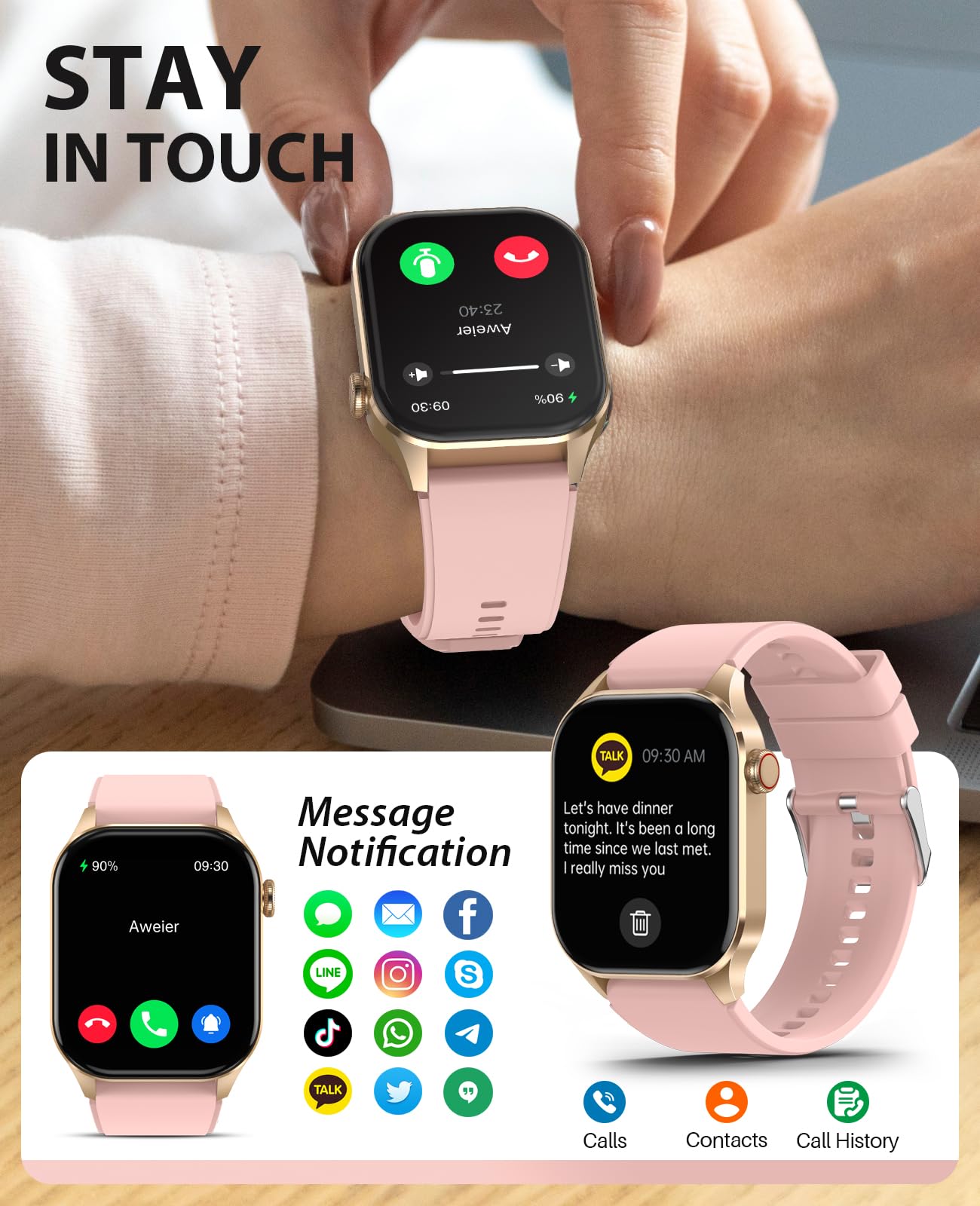 Smart Watch For Women, Infrared True Blood Oxygen Monitor, 136+ Sports, 2.04 Inch Amoled Display, Heart Rate Blood Pressure Slee