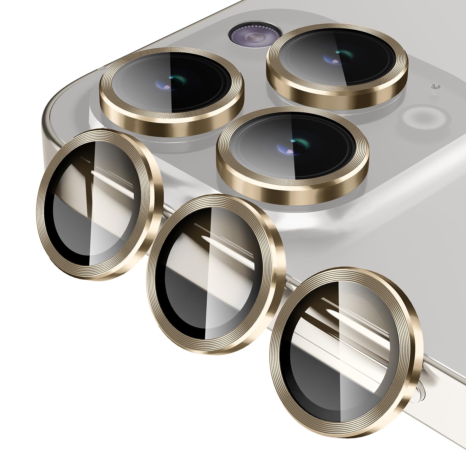 Jeluse 3X2 Pack Compatible For Iphone 15 Pro Max/Iphone 15 Pro Camera Lens Protector 9H Tempered Glass Cover, Drop Protection, S