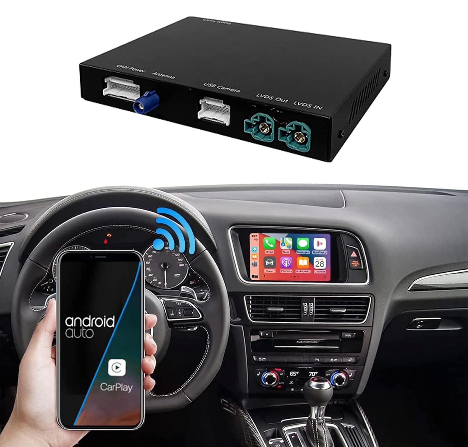 Road Top Wireless Carplay Android Auto For Audi A4 A5 S4 S5 Rs4 Rs5 Q5 2008 2015 With 3Gmmi System, Carplay Retrofit Kit, Suppor