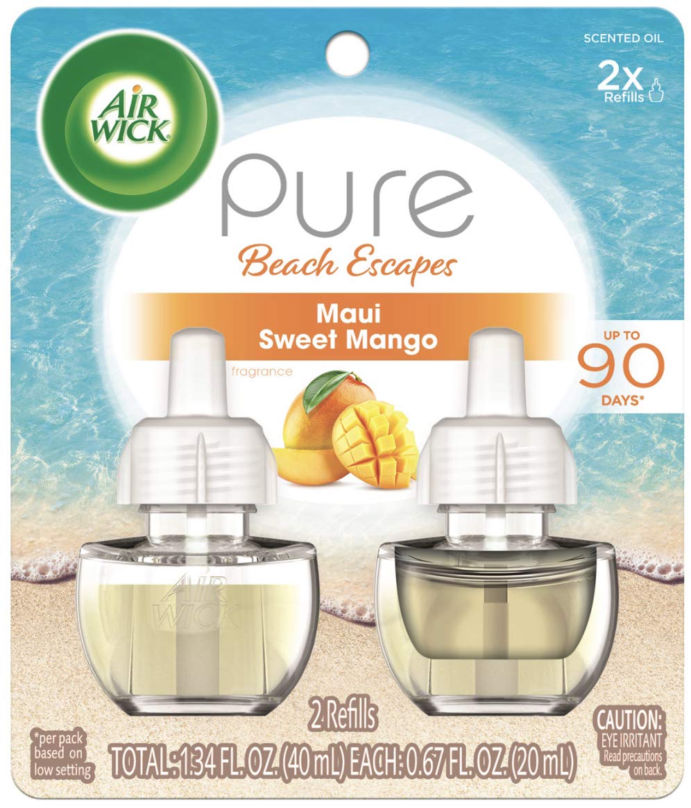 Air Wick Pure Scented Oil 2 Refills, Maui Sweet Mango, (2X0.67Oz), Air Freshener