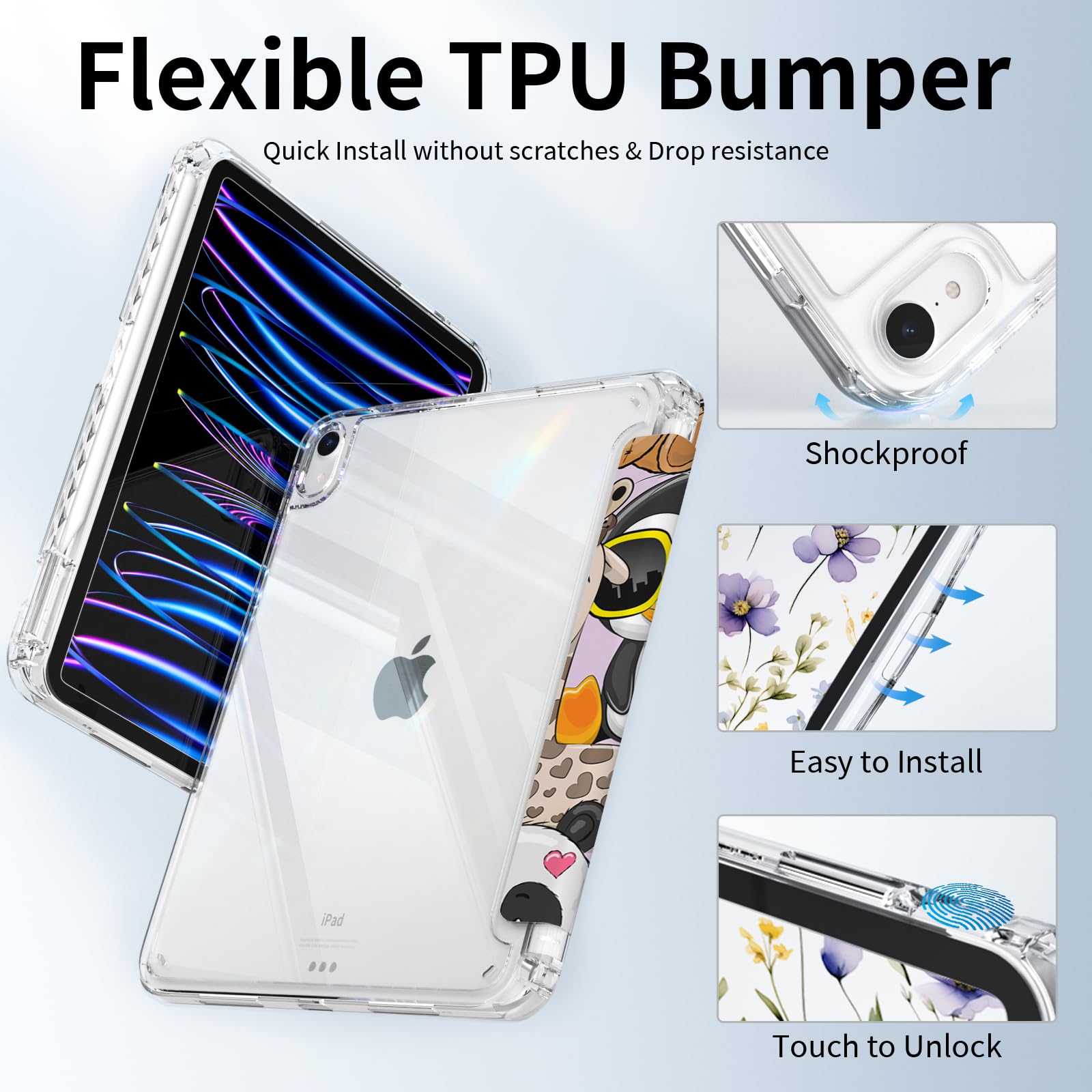 Piznernico Slim Trifold Case For Ipad 10Th Generation With Pencil Holder, Ipad 10 Case 10.9 Inch 2022 For Kids, Lightweight Shel