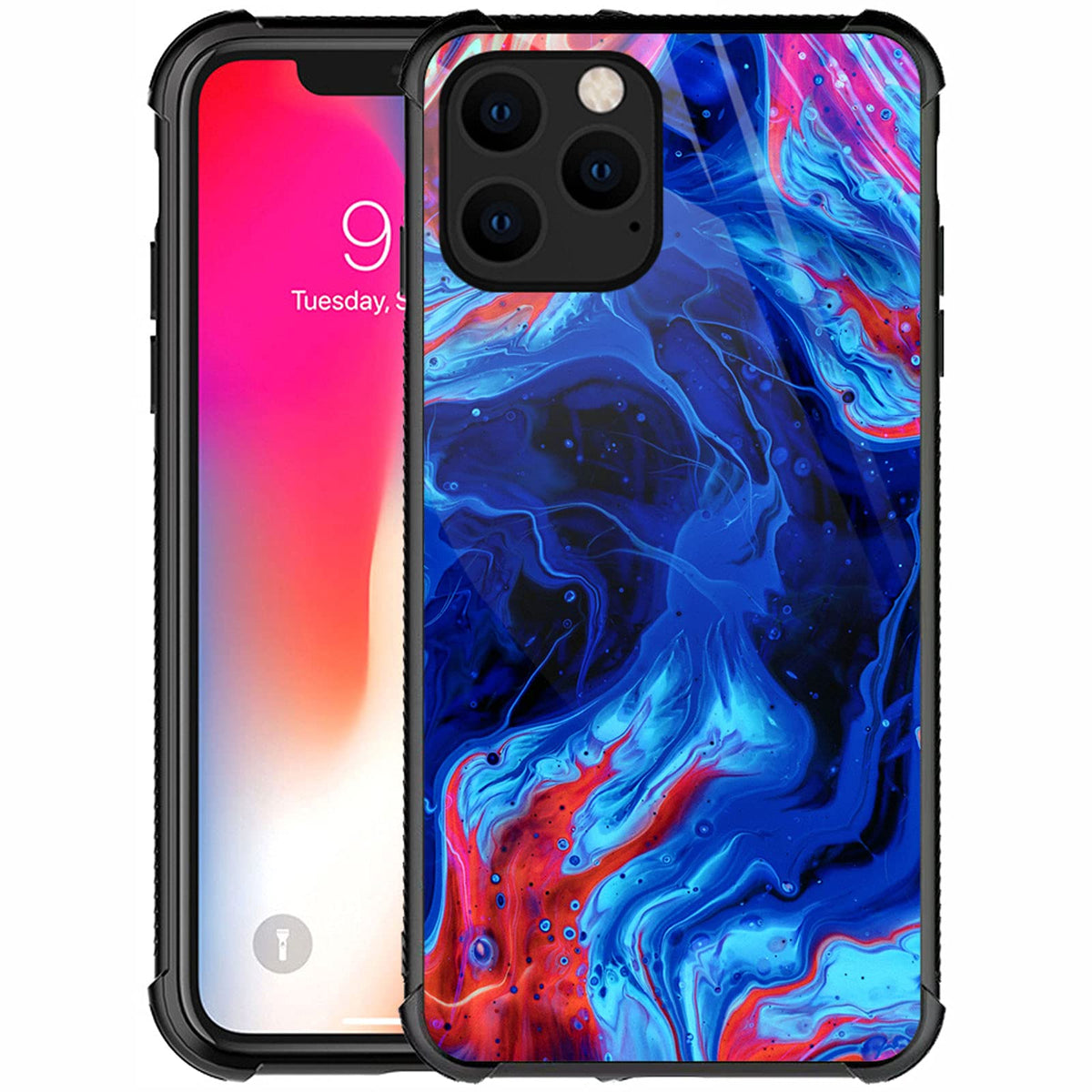 Carloca Compatible With Iphone 13 Case,Blue Red Trippy Psychedelic Pattern Design For Girl Boy Shockproof Anti Scratch Case For 