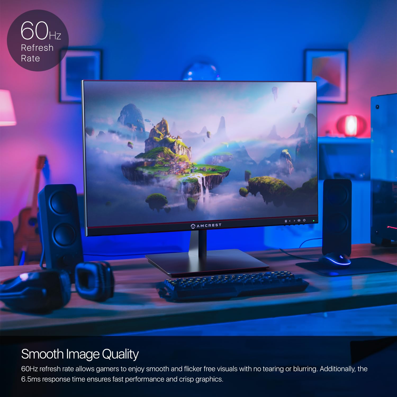 Amcrest 24/7 Surveillance Video Monitor Screen, 24 Inch Pc Computer Nvr/Dvr Monitor, 1080P Fhd 60Hz With Hdmi Vga, Micro Bezel D