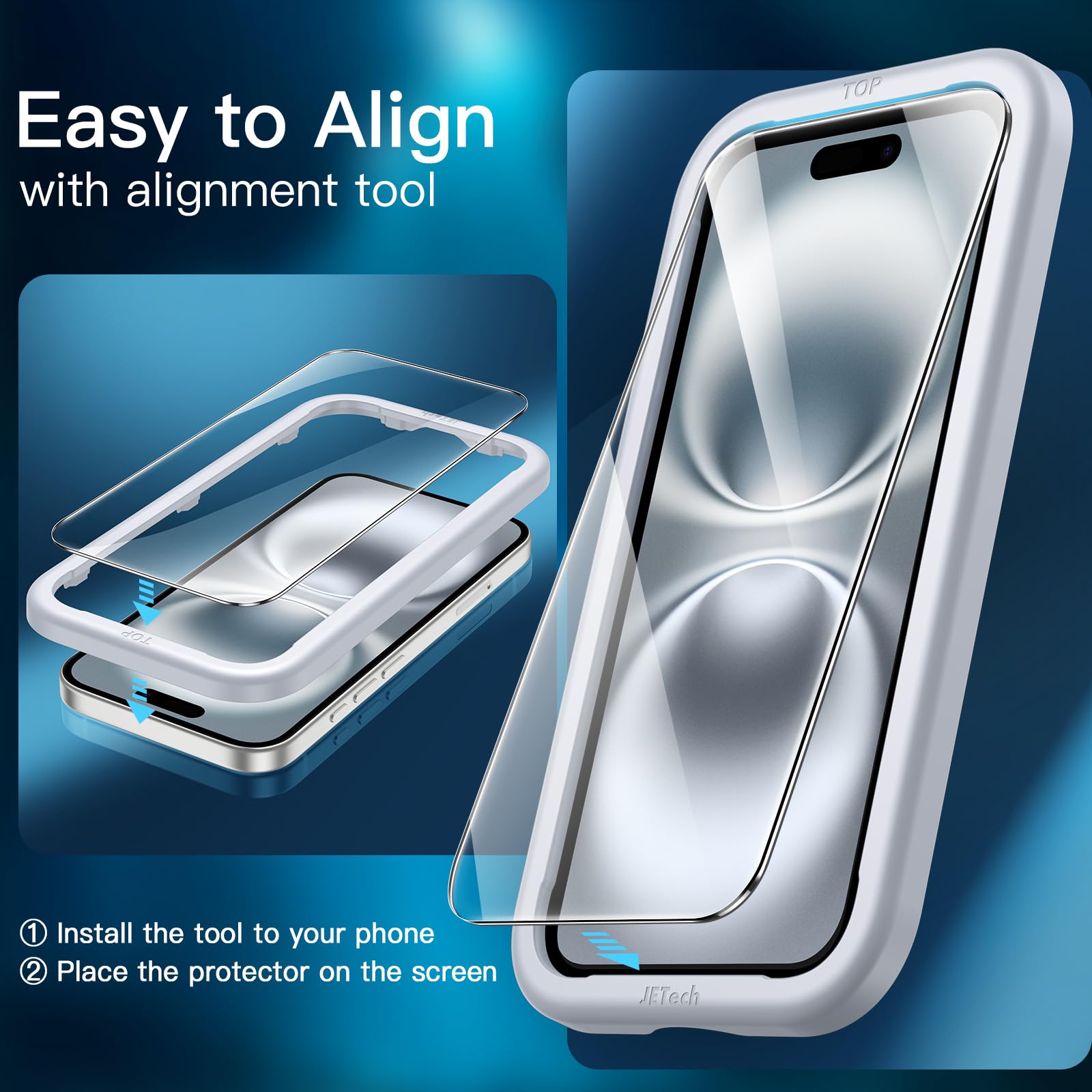 Jetech Screen Protector For Iphone 16 6.1 Inch, Tempered Glass Film With Easy Installation Tool, Case Friendly, Hd Clear, 3 Pack