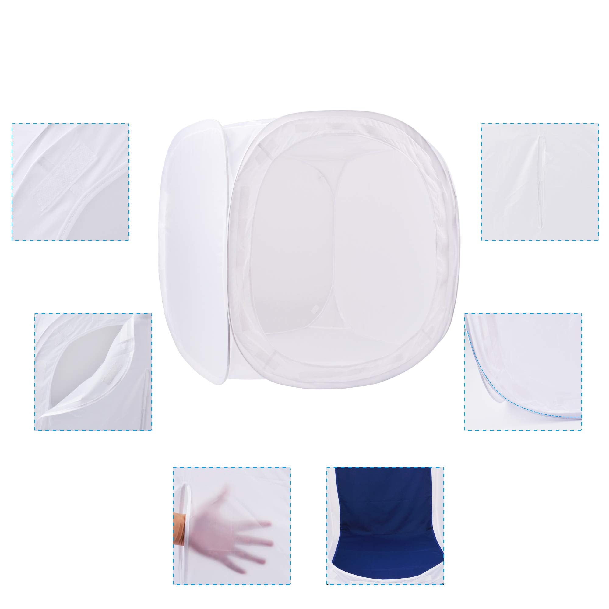 Bestshoot 24'' Portable Photo Studio Shooting Tent Light Box Cube Diffusion Softbox Tent With 4 Colors Backdrops (Red Dark Blue