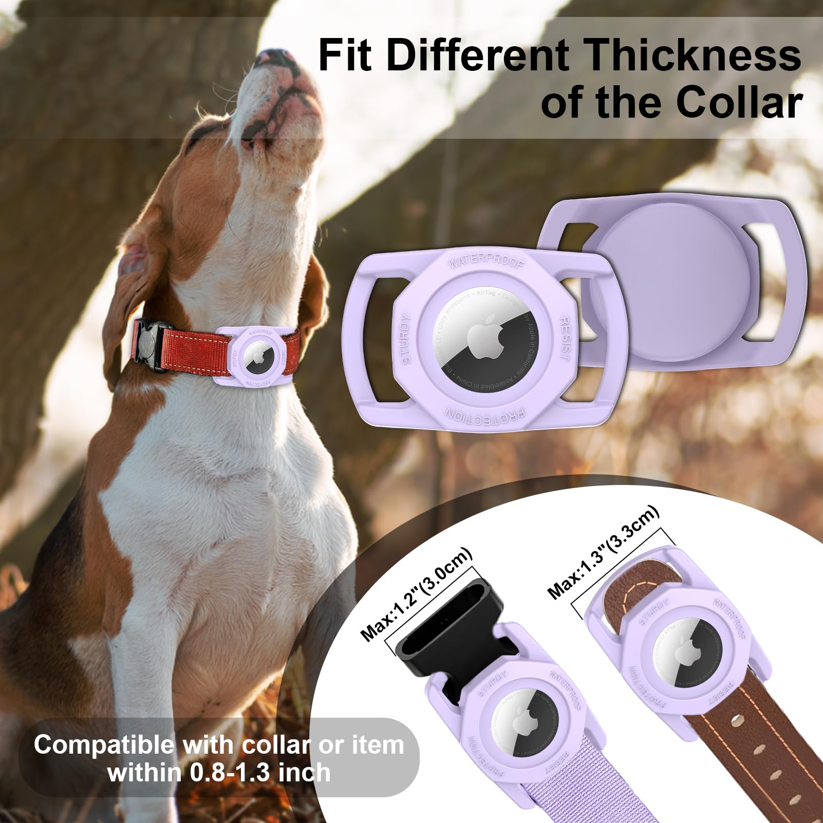 Sankala Airtag Dog Collar Holder, Waterproof Airtag Case For Dog Collar, Tpu & Silicone Full Body Covered Anti Lost Apple Air Ta