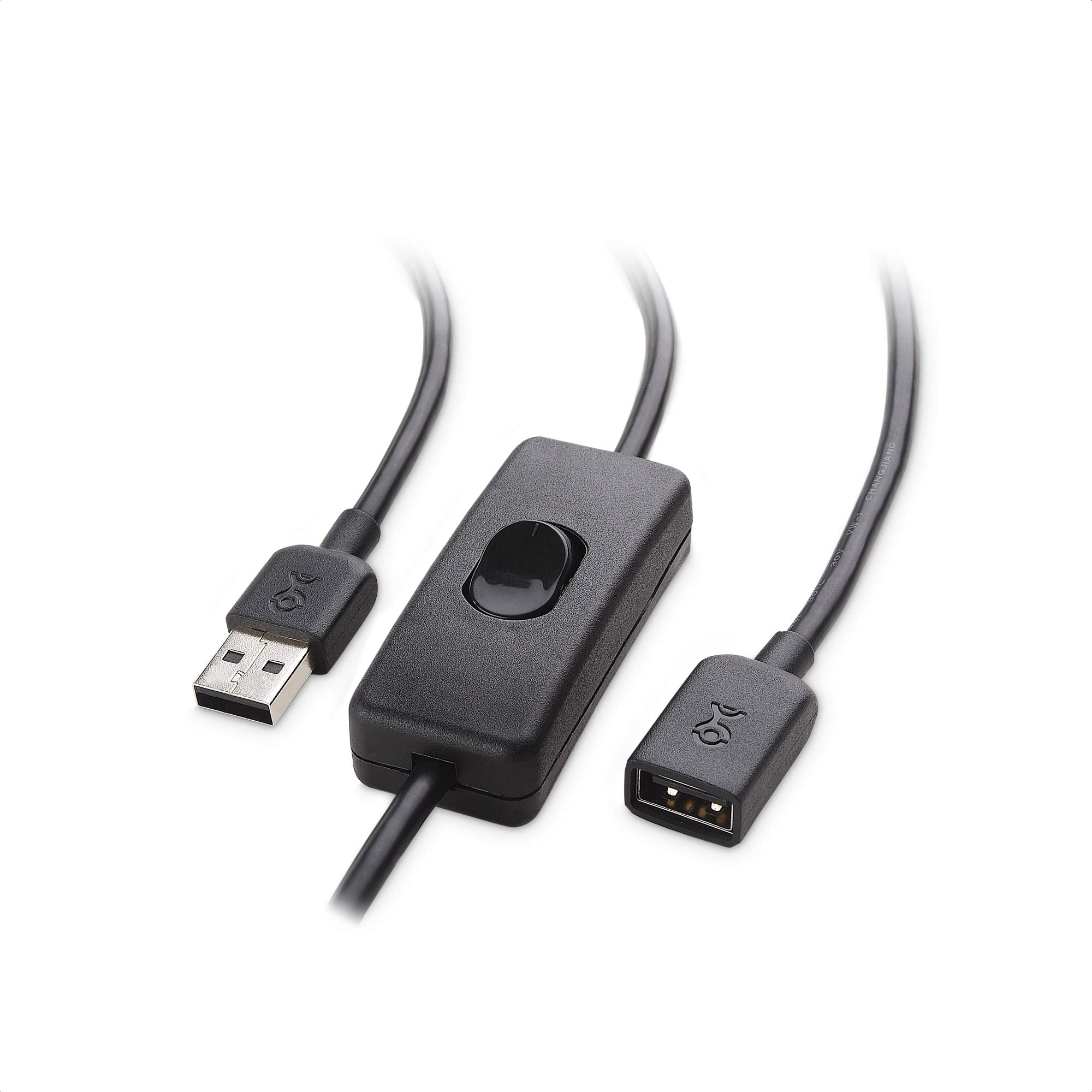 Cable Matters USB On Off Switch 1 ft Extension Cable, Black, Copper, Model 200031-BLK-1x2, Supports Data and Power