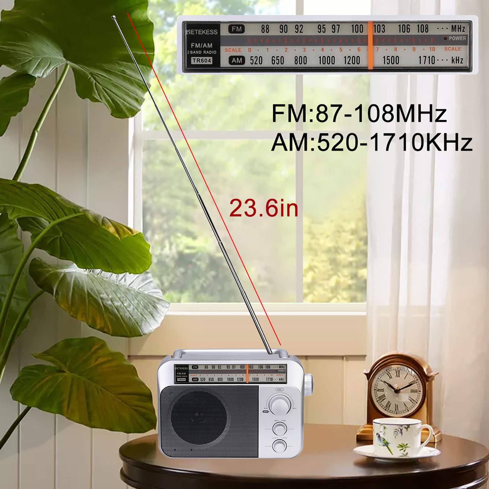 Retekess Tr604 Am Fm Radio Portable Transistor Analog Radio With 3.5Mm Earphone Jack Battery Operated Boombox By 3 D Cell Batter
