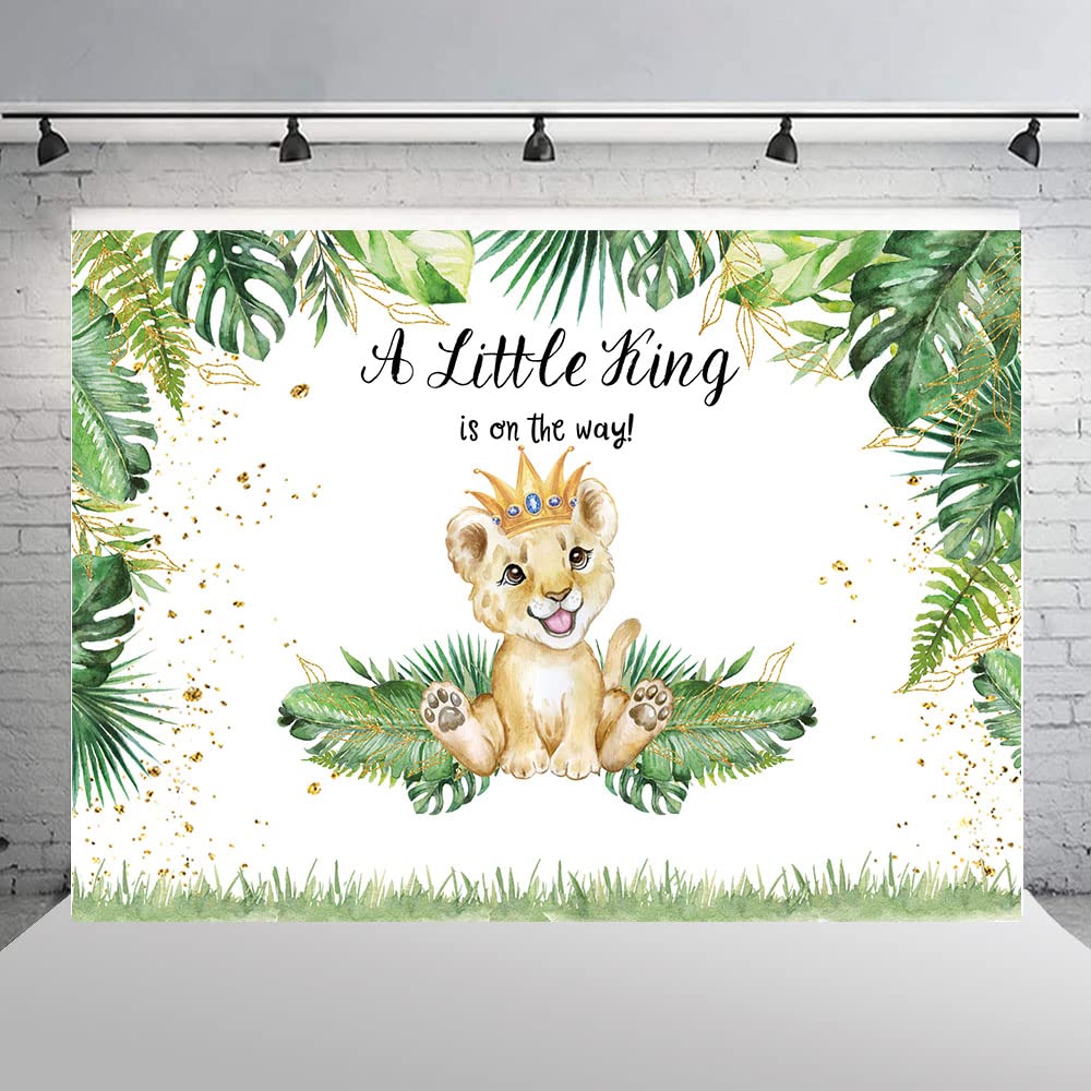 Hilioens 7  5Ft Lion Baby Shower Backdrop A Little King Is On The Way Background Safari Baby Boy Lion Baby Shower Party Cake Tab