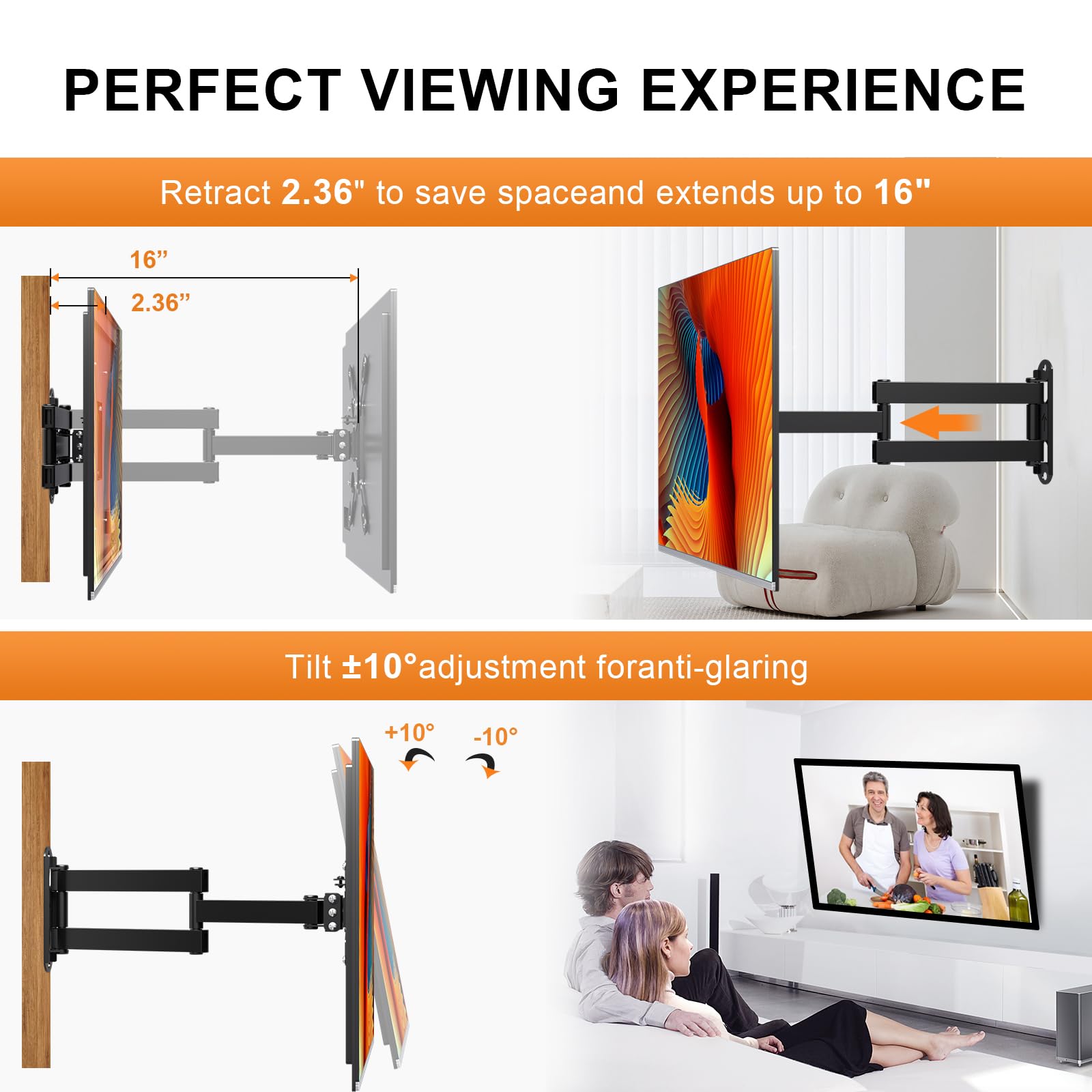 Xinlei Full Motion Tv Wall Mount, Swivel Tv Bracket With Articulating Arm Tilt Extension Rotation For Most 13 42 Inch Led, Lcd M