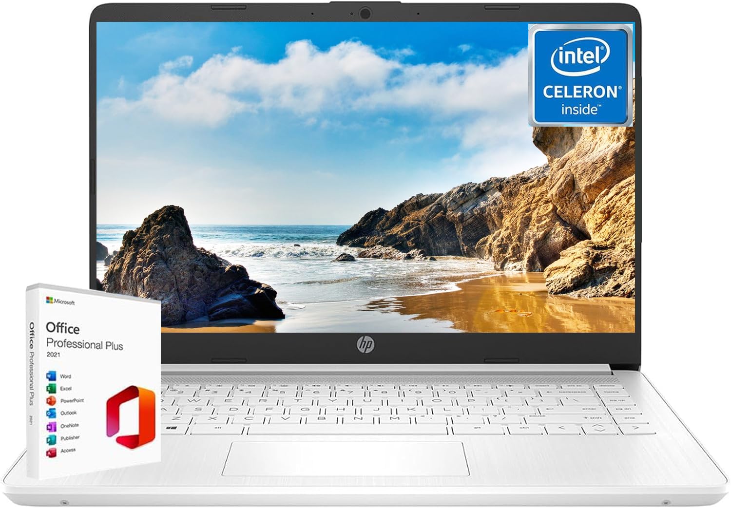 Hp 14 Inch Laptop Computer, Intel Quad Core N4120 Processor, 4Gb Ram, 128Gb Storage(64Gb Emmc+64Gb Micro Sd), Long Battery Life,