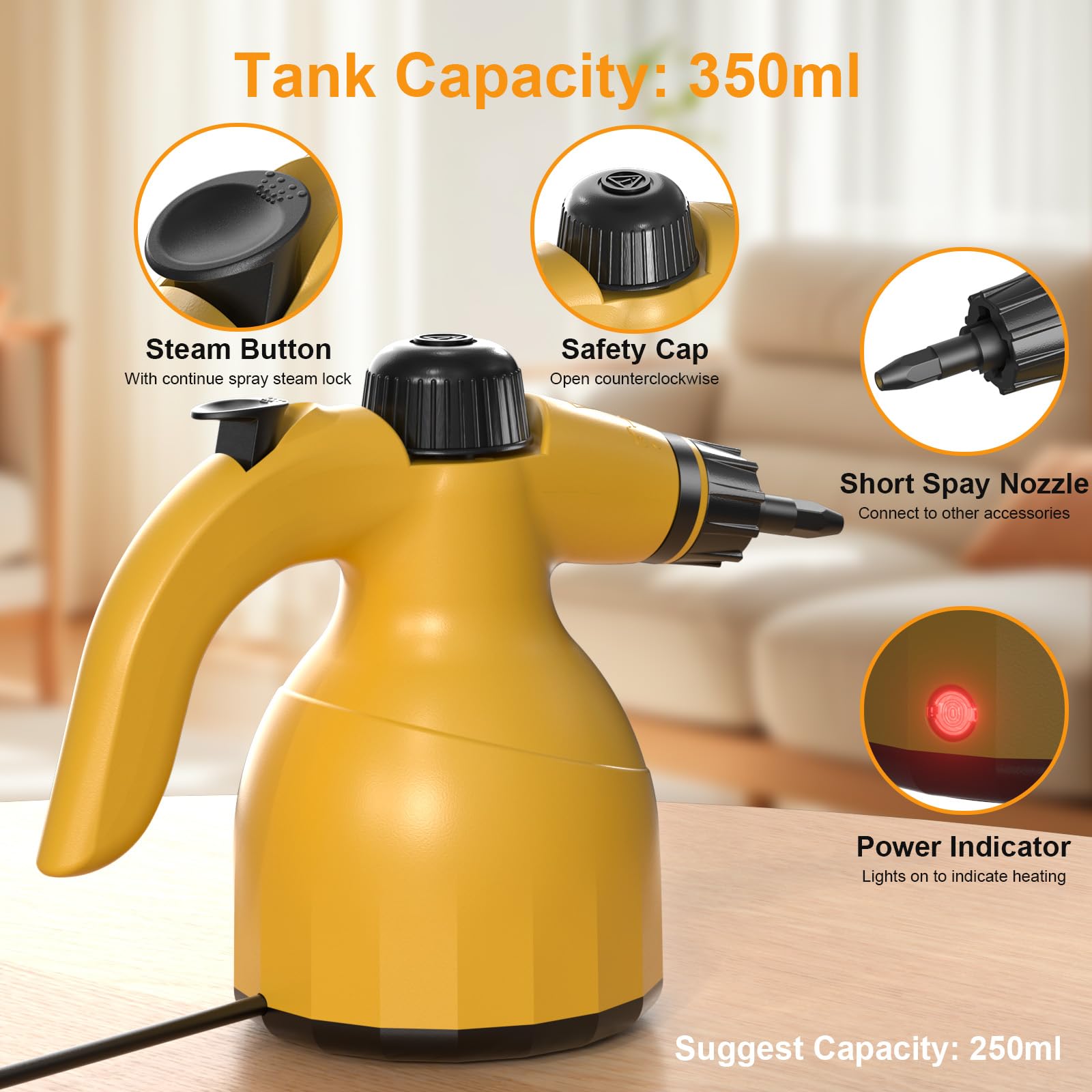 Handheld Steam Cleaner: Multi-Surface Steamer With 10 Pcs Accessories Pressurized Natural Steam Cleaner For Home Cleaning Dirt,