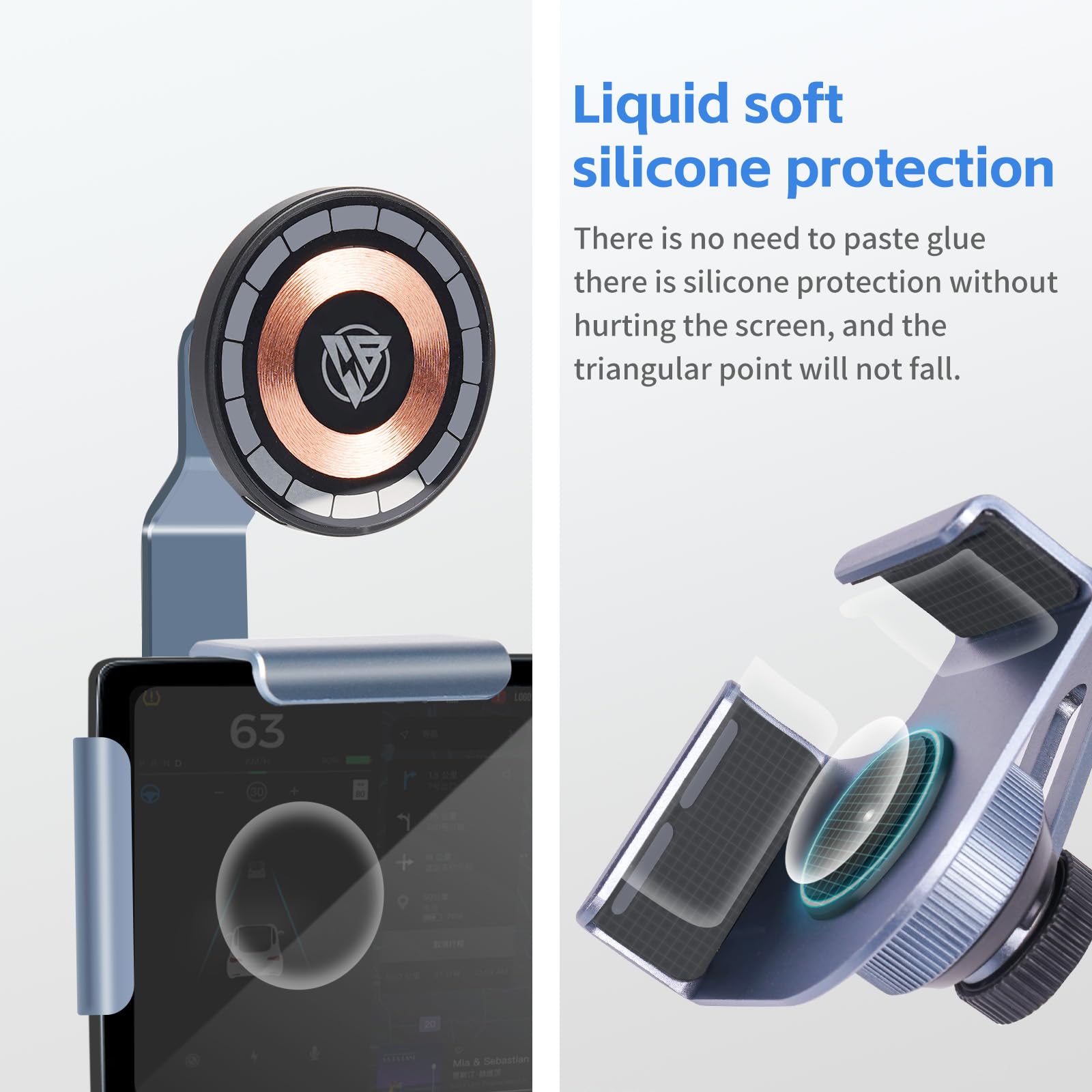 Cyberbeans Phone Mount Charger For Tesla Model 3Y Accessories 2024 2025,Touchscreen Wireless Charge For Magsafe Magnetic Phone H