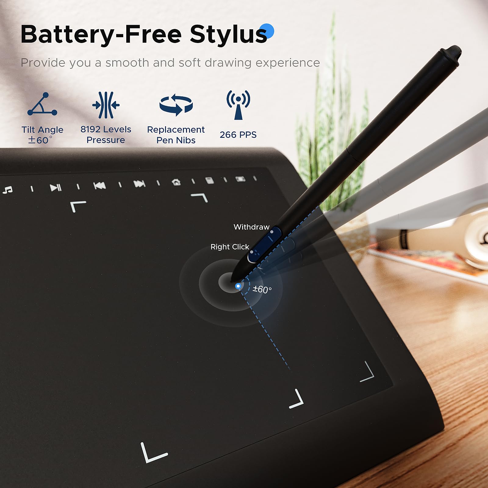 Teinenron Graphics Drawing Tablet With Stand,10X6 Inch Drawing Tablet With 8192 Level Pen,12 Hot Keys,Digital Drawing Pad Compat