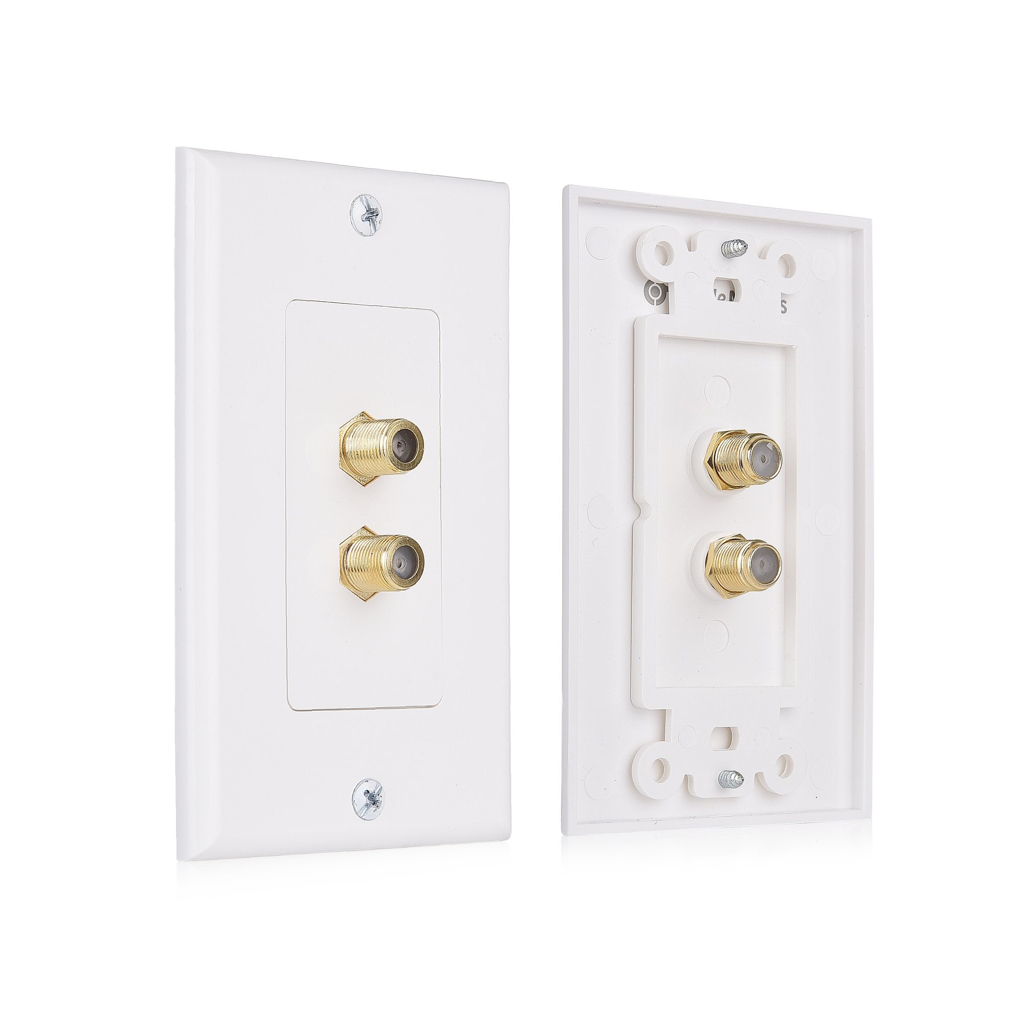 Cable Matters 2 Pack 2 Port TV Cable Wall Plate (Coax Wall Plate) in White