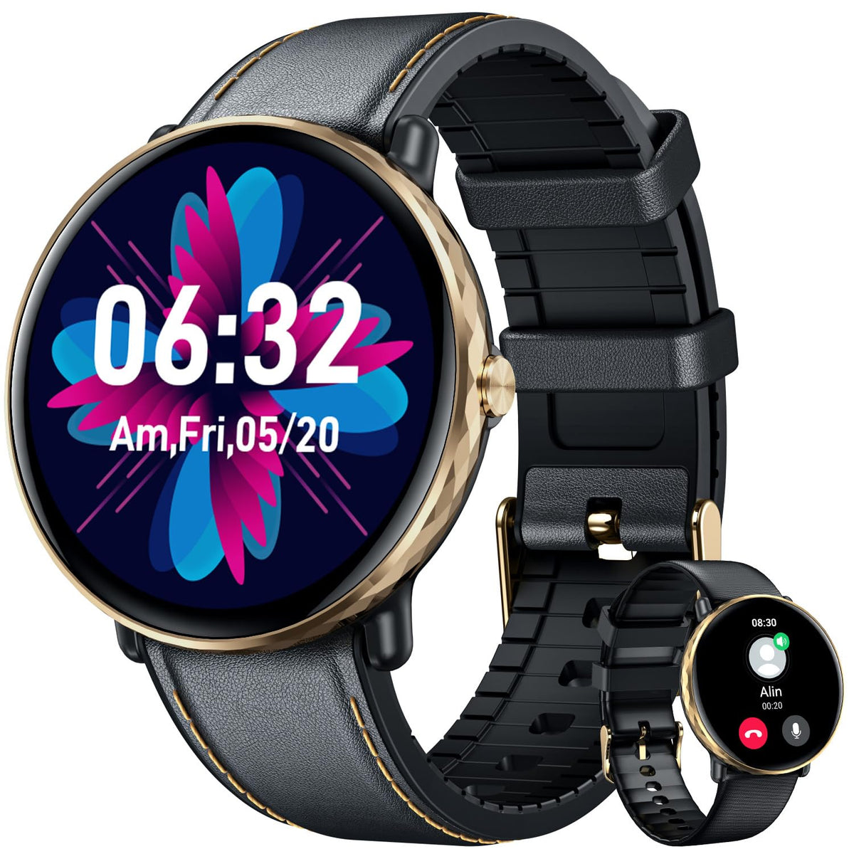 Smartwatch For Men Women Android Ios Phones: Smart Watches Fitness Tracker With 1.43'' Amoled Touchscreen Waterproof Blood Press