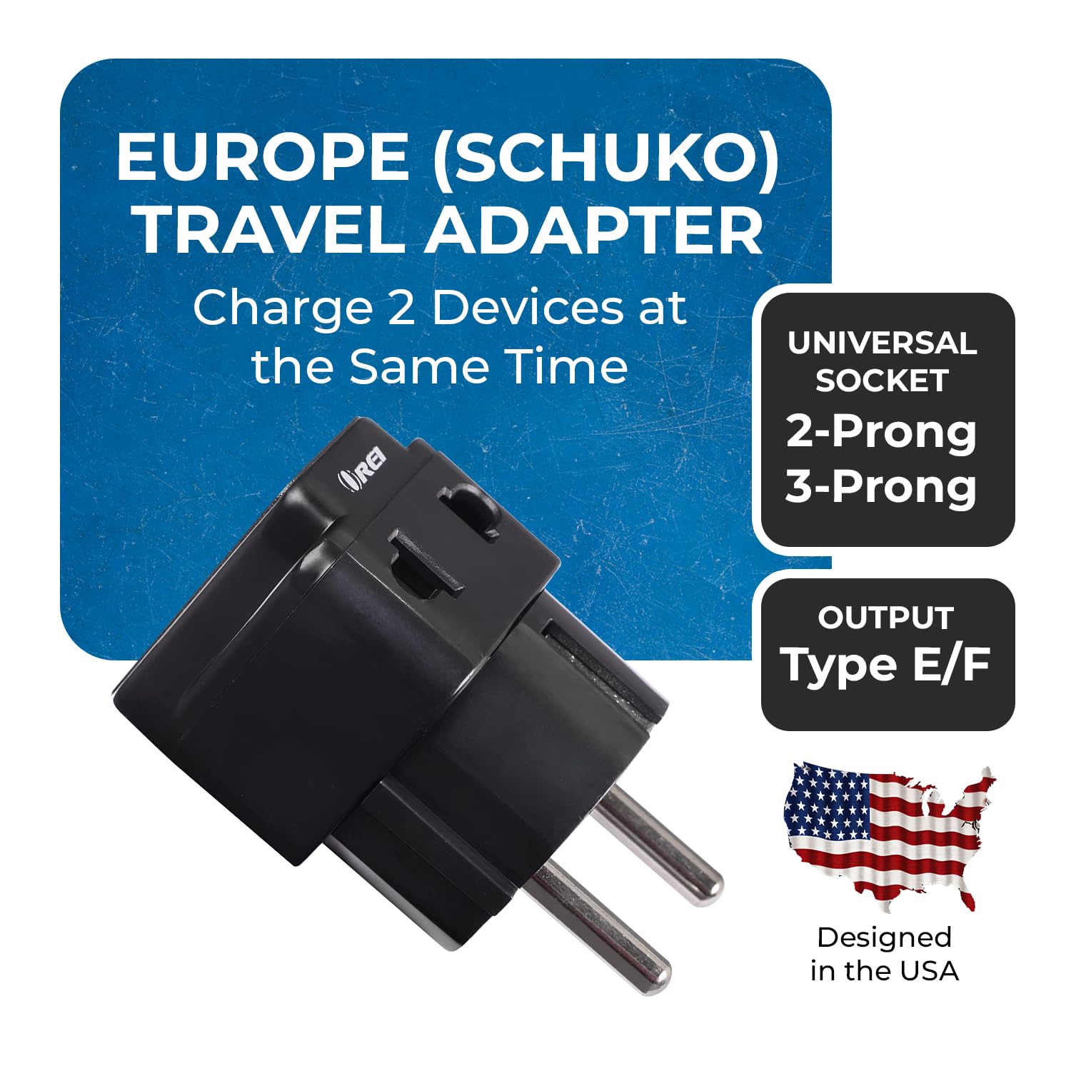 Orei European Adapter Plug, Travel Adaptor For Europe Schuko Countries 2 In 1, For Germany France Iceland Netherlands Russa Gree