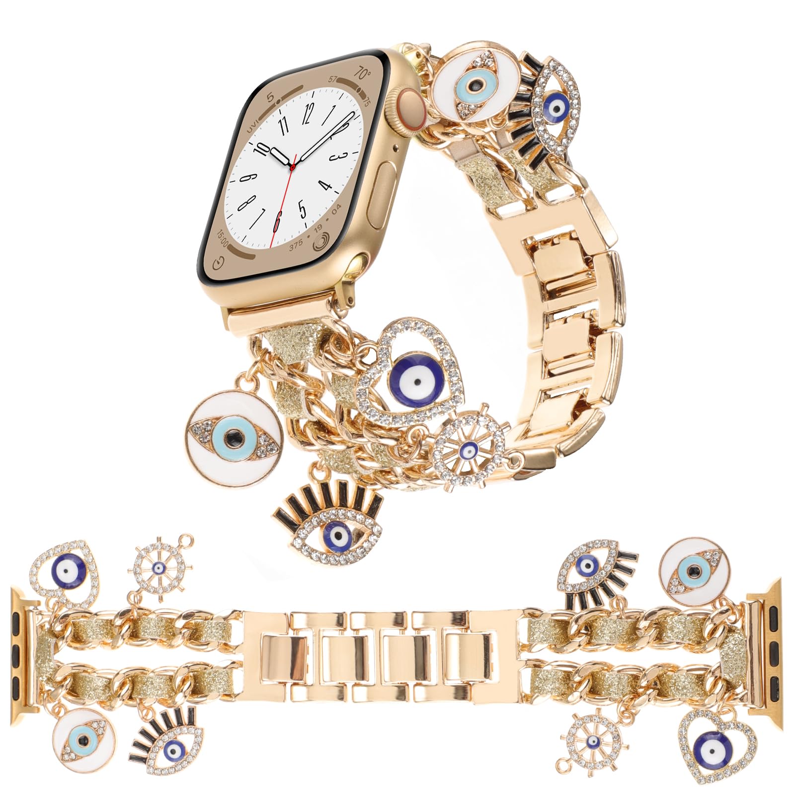 Realsign Women'S Zinc Watch Band, Compatible With Apple Watch 38Mm 41Mm, Gold, Adjustable