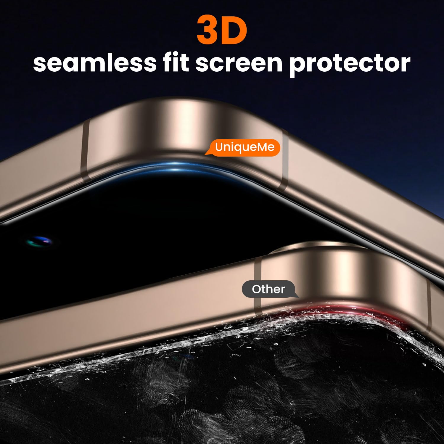 Uniqueme For Iphone 16 Pro Screen Protector   [Military Grade Shatterproof & 9H+ Hardness] Screen Protector 16 Pro Tempered Glas