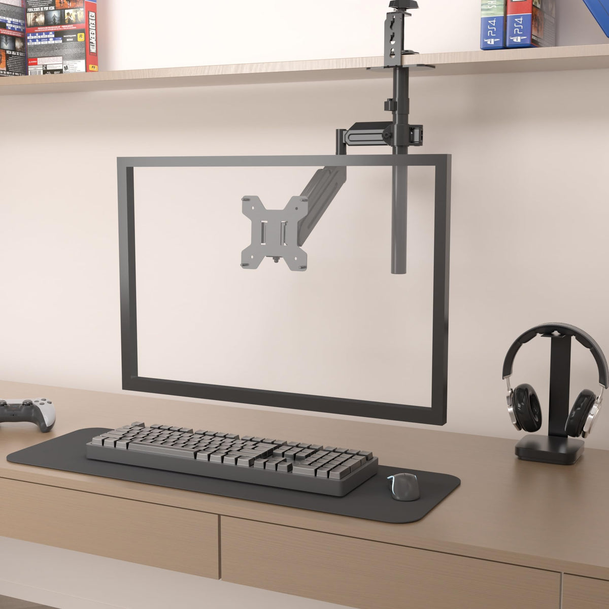 Premium Single Monitor Mount, Single Monitor Arm, Fully Adjustable Gas Spring Vesa Monitor Mount, Monitor Stand Desk Mount For D