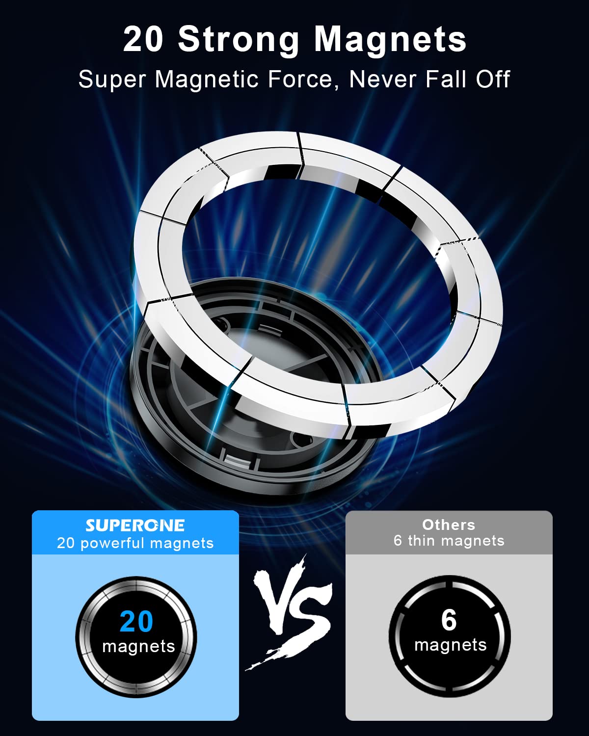 Superone For Magsafe Car Cup Holder Phone Mount, [20 Strongest Magnets] Adjustable Gooseneck Cup Phone Holder For Car Compatible