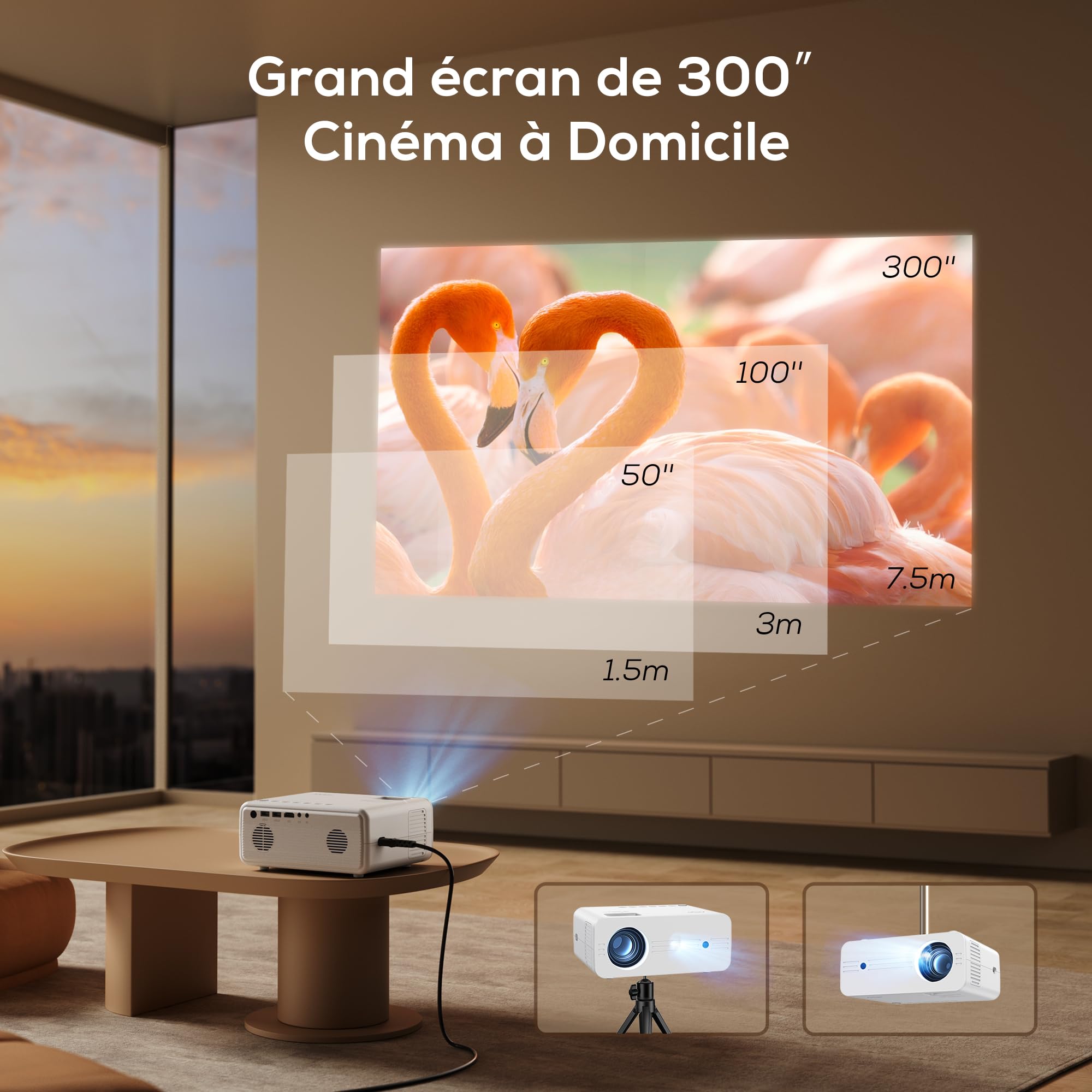 Projector With Wifi And Bluetooth, 5G Wifi Native 1080P 13000L 4K Supported, Akiyo Iphone Projector With Projector Stand, Outdoor Projector For Home Theater,Compatible With Ios/Android/Laptop/Hdmi/Ps5