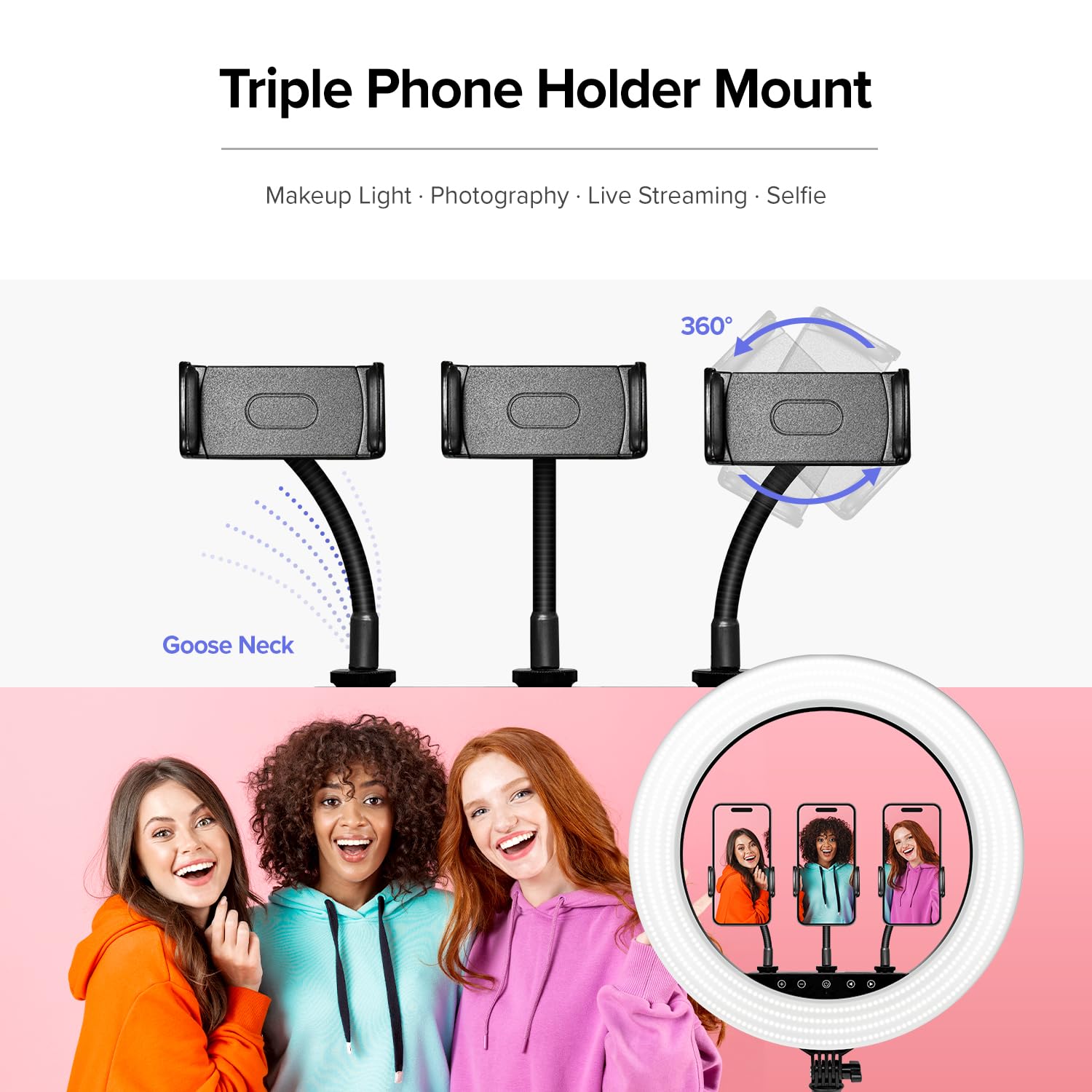 Limostudio 18 In Led Ring Light With Wireless Remote Control, Three Phone Holder, 2700 5500K Color Temperature For Vlog, Makeup,